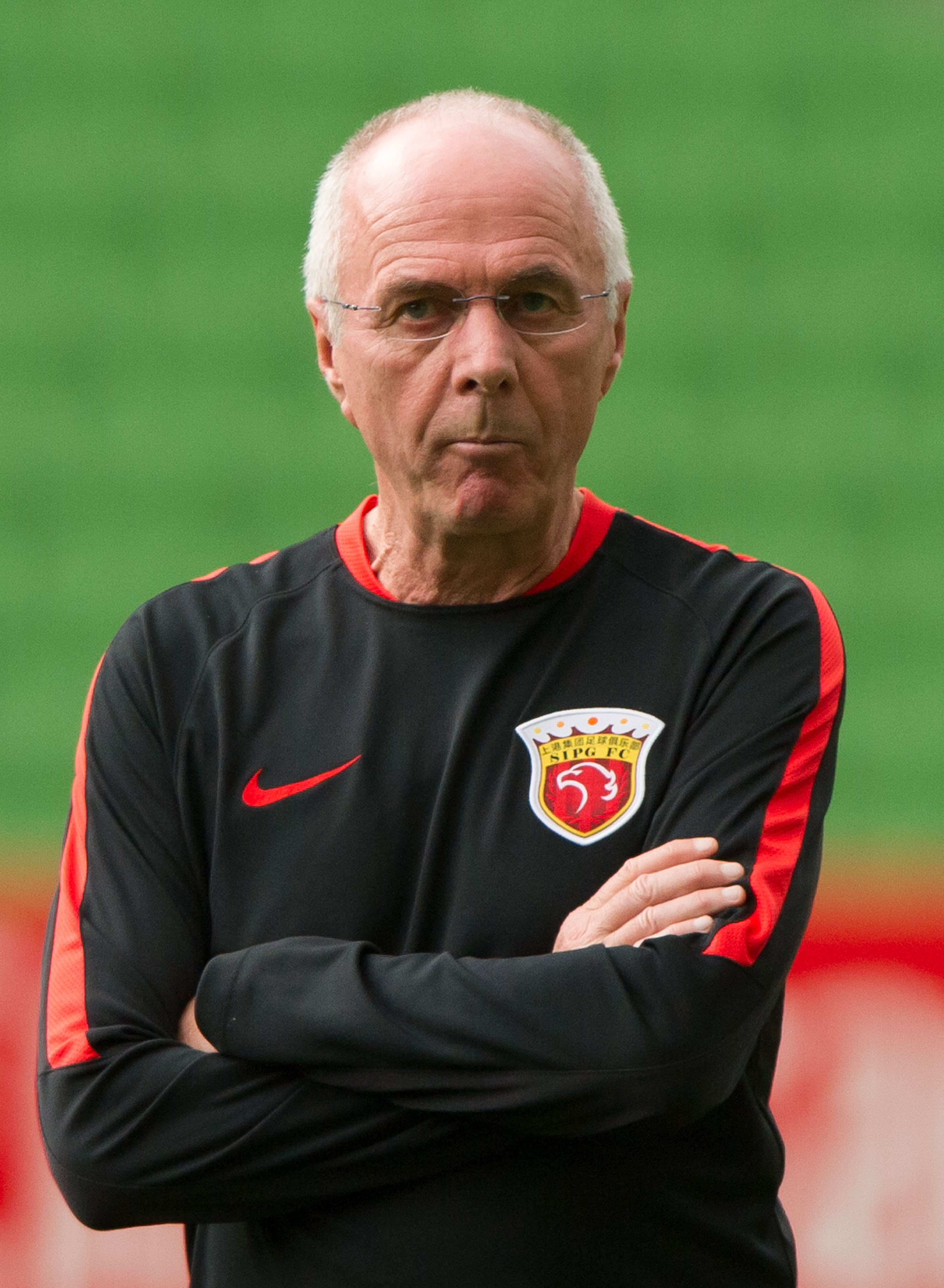 Sven-Goran Eriksson takes a training session ahead of Shanghai SIPG’s AFC Champions League match against Melbourne Victory in 2016. Photo: Xinhua