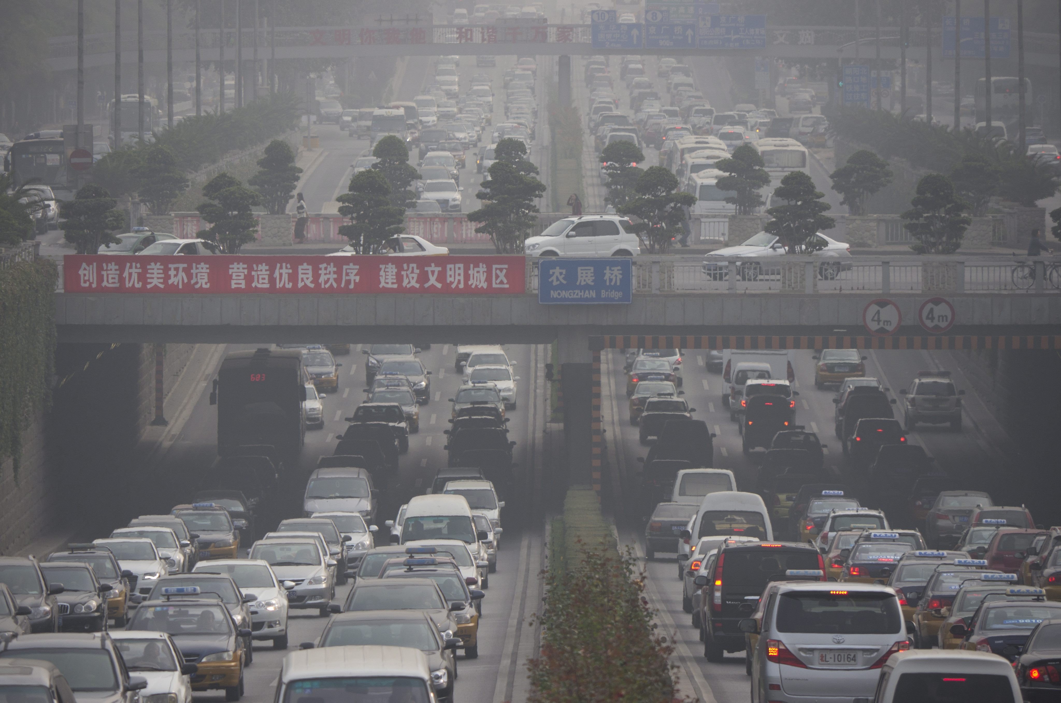 Nitrate emissions from cars and factories are now the main component of PM2.5 in some parts of Beijing. Photo: EPA