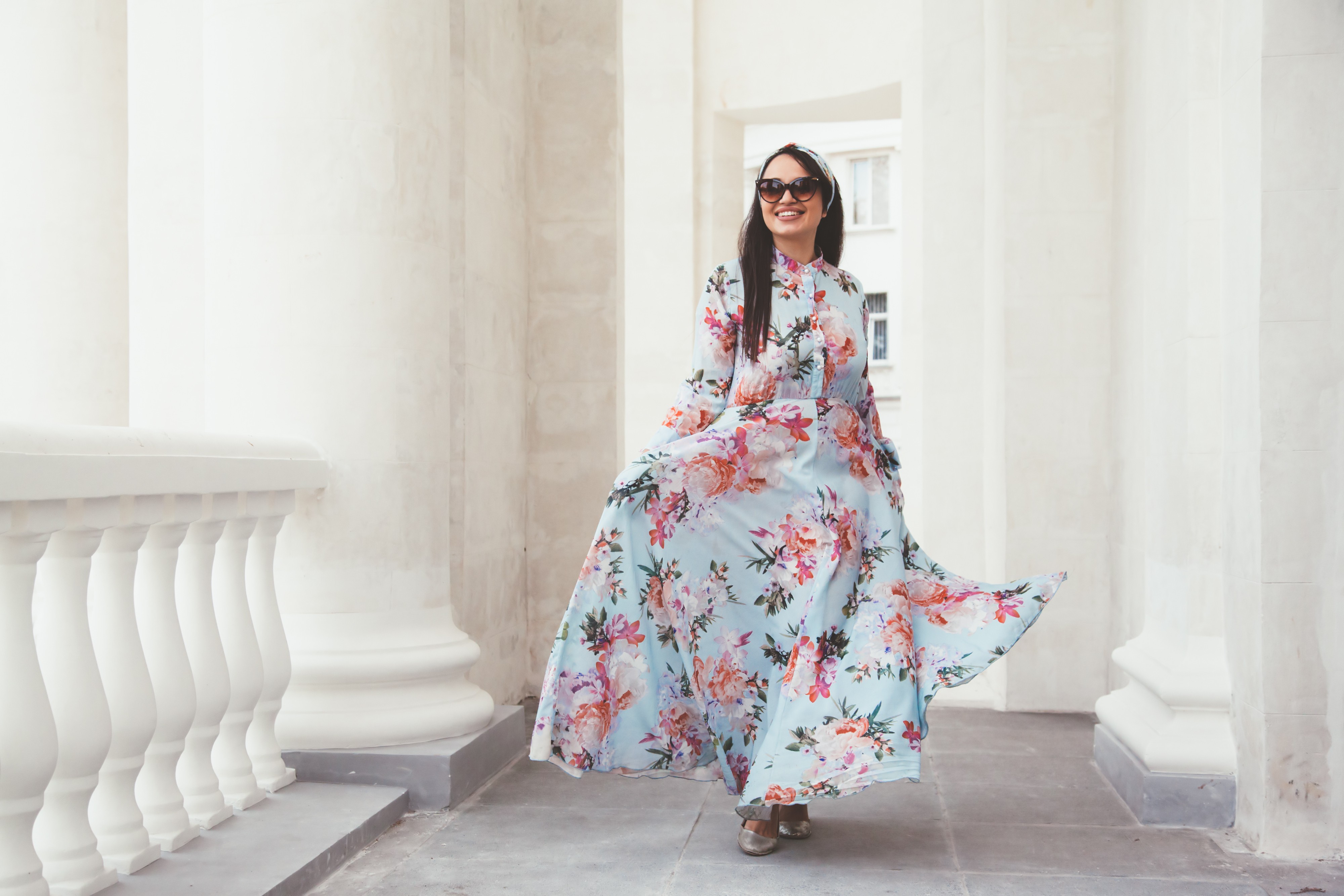 Long-sleeved floral maxi dresses are as winter wedding-appropriate as their short-sleeved counterparts.