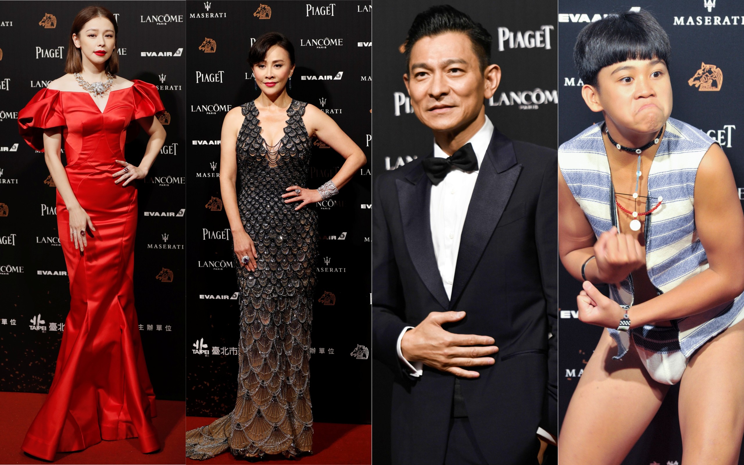 Vivian Hsu (left), Carina Lau, Andy Lau and Si Pangoyod at the Golden Horse Awards in Taipei. Photos: Reuters/AFP