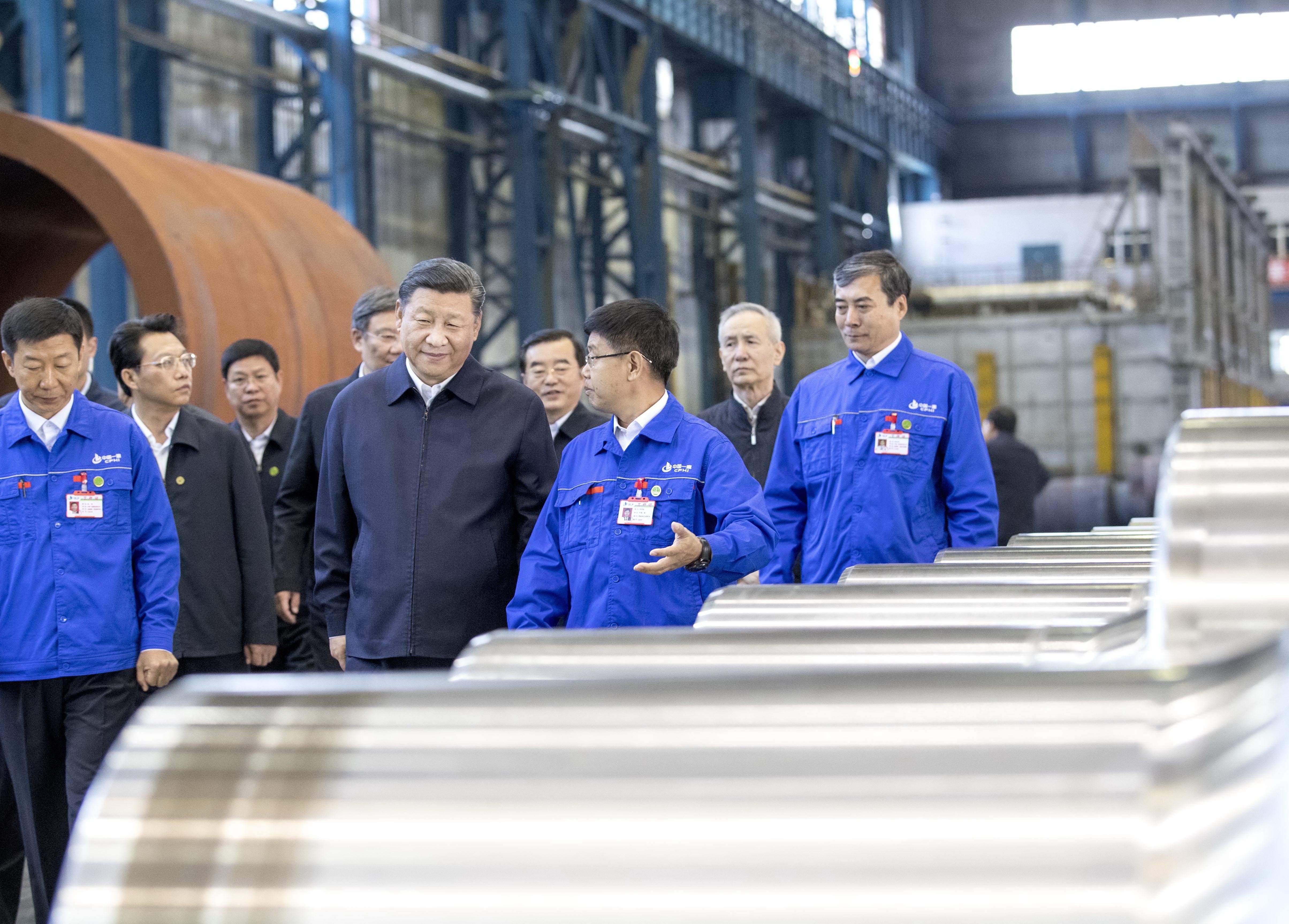 President Xi Jinping visits a workshop of China First Heavy Industries in Qiqihar, Heilongjiang province. Is the Chinese economy overleveraged? A large part of China’s high credit-to-GDP ratio is actually “credit” extended to state-owned enterprises. Such “credit” should be reclassified as Beijing’s fiscal outlays. Photo: Xinhua