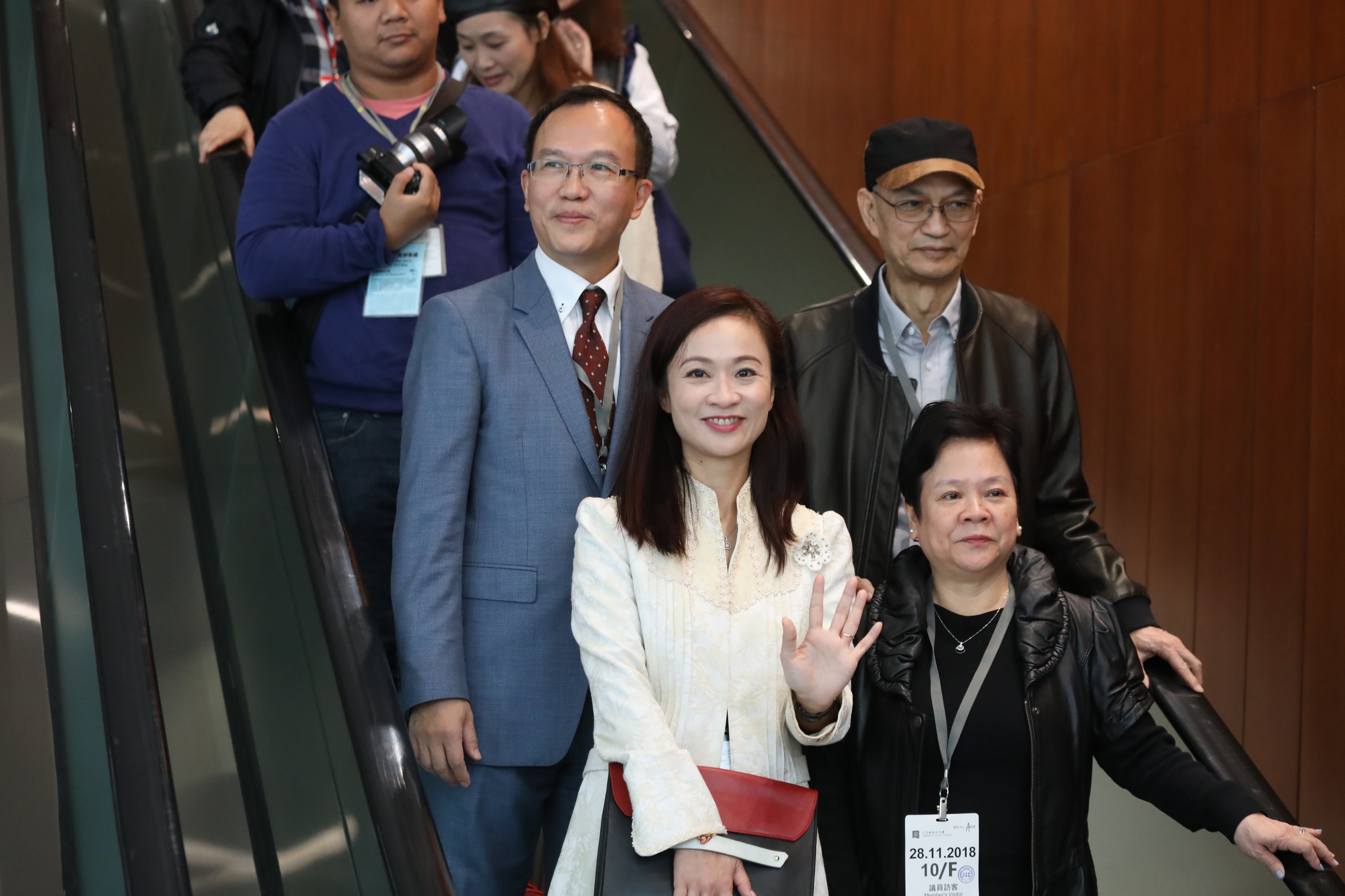 Chan Hoi-yan (front left) with her parents and husband at the Legislative Council. Photo: K.Y. Cheng
