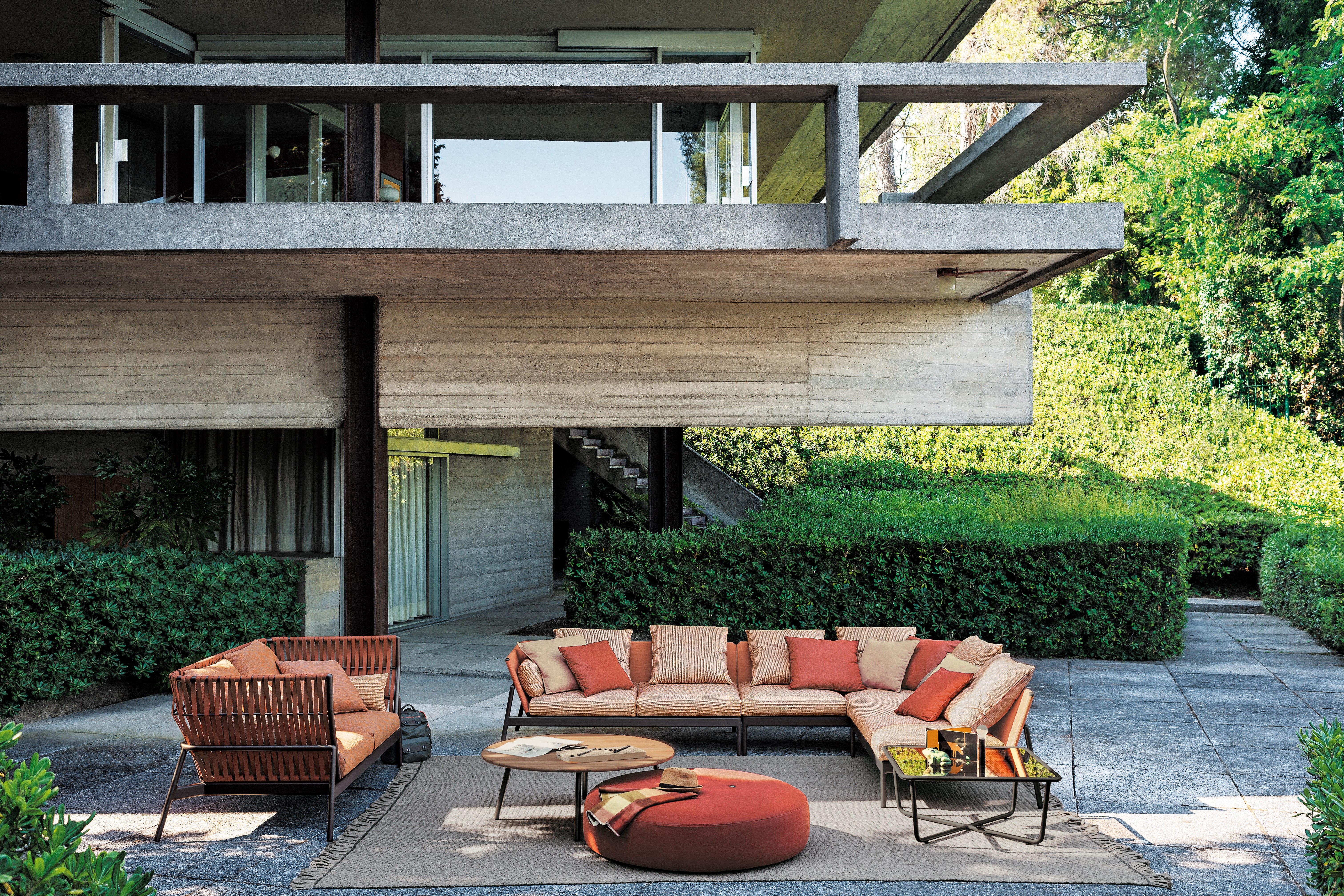 Zzue Creation’s Piper Sofa by Roda comes in a unique rust-coloured finish that enlivens outdoor space.