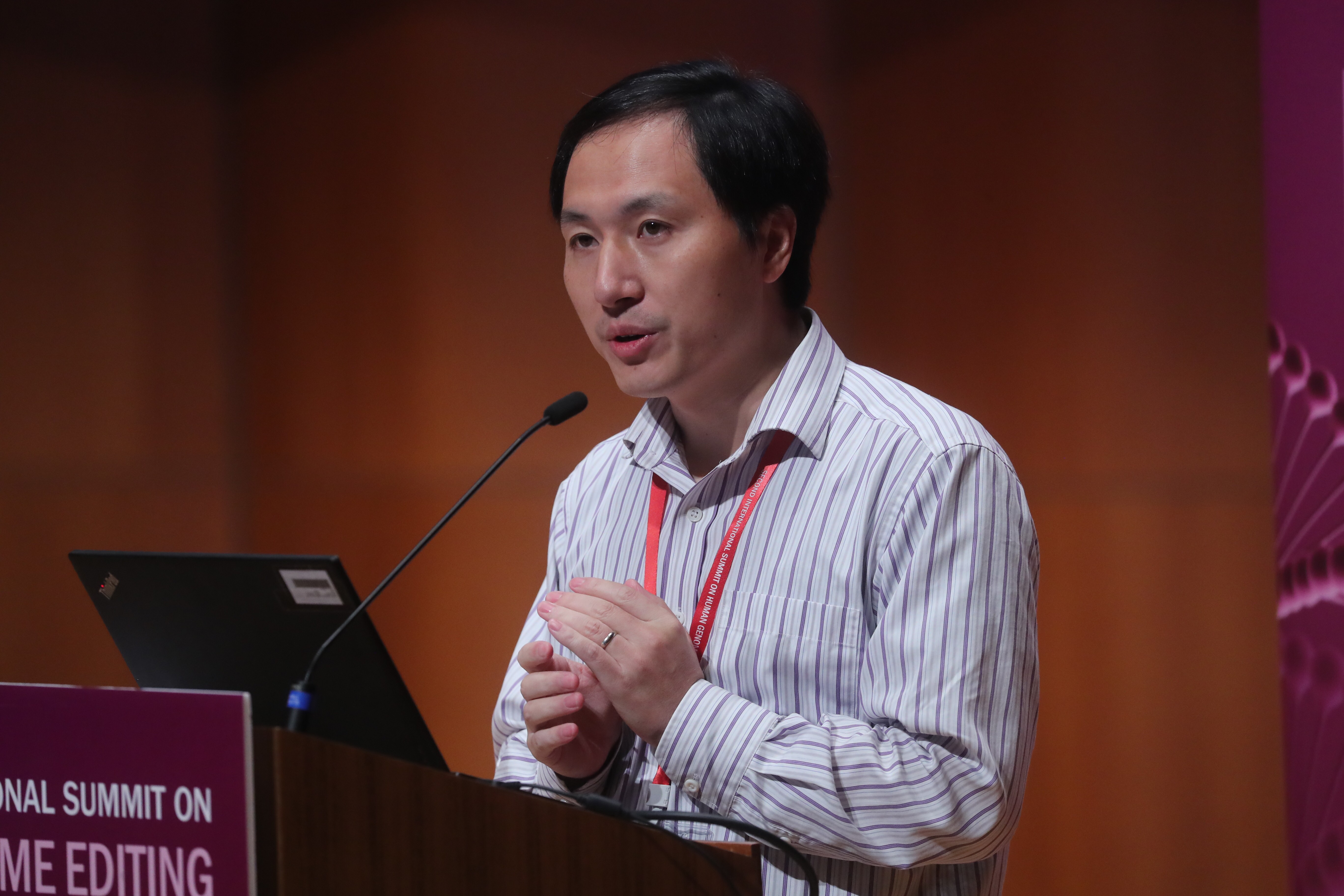 Chinese scientist He Jiankui speaks at the International Summit on Human Genome Editing. Photo: Sam Tsang