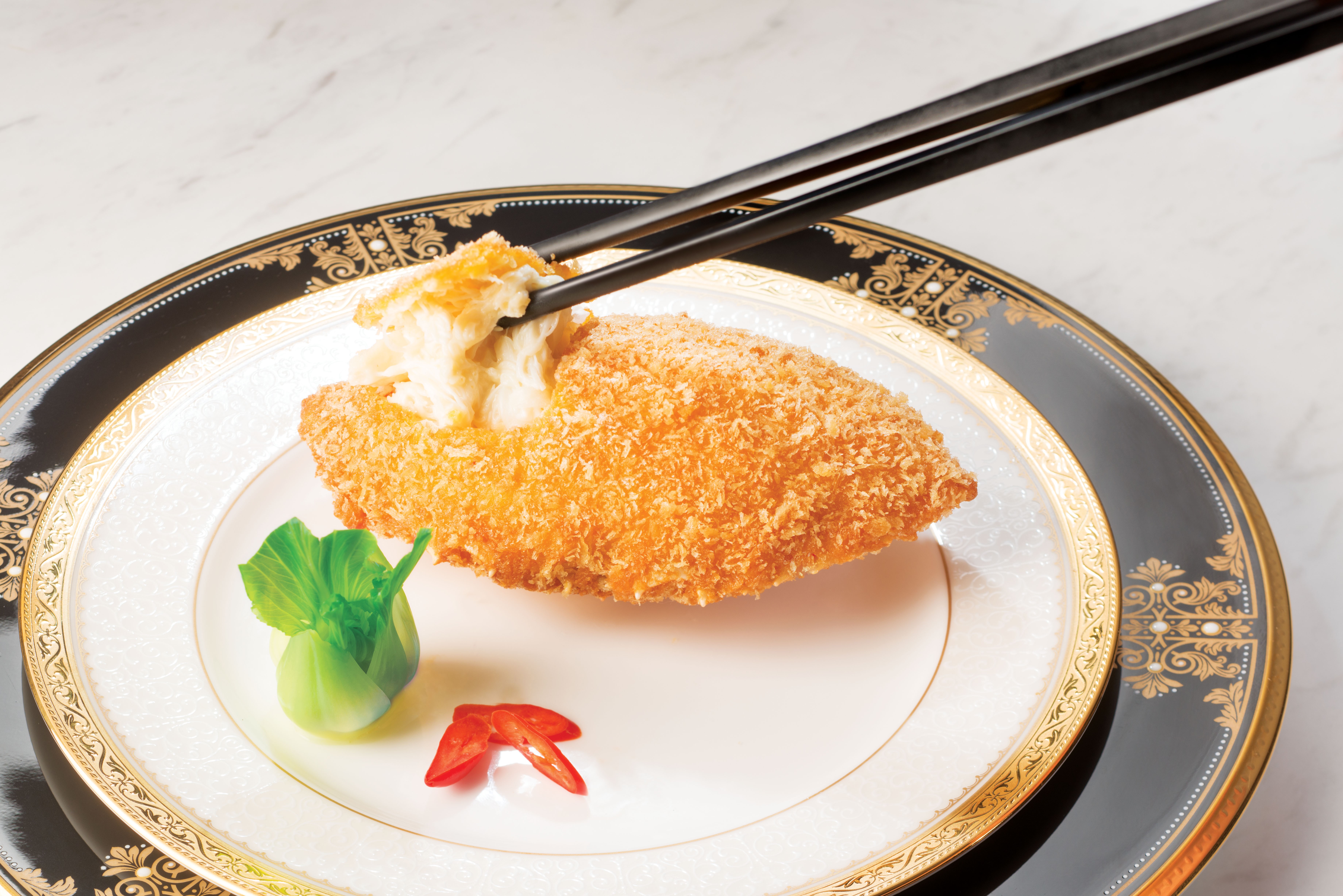 Crab shell from T’ang Court in Hong Kong. The restaurant has three Michelin stars.