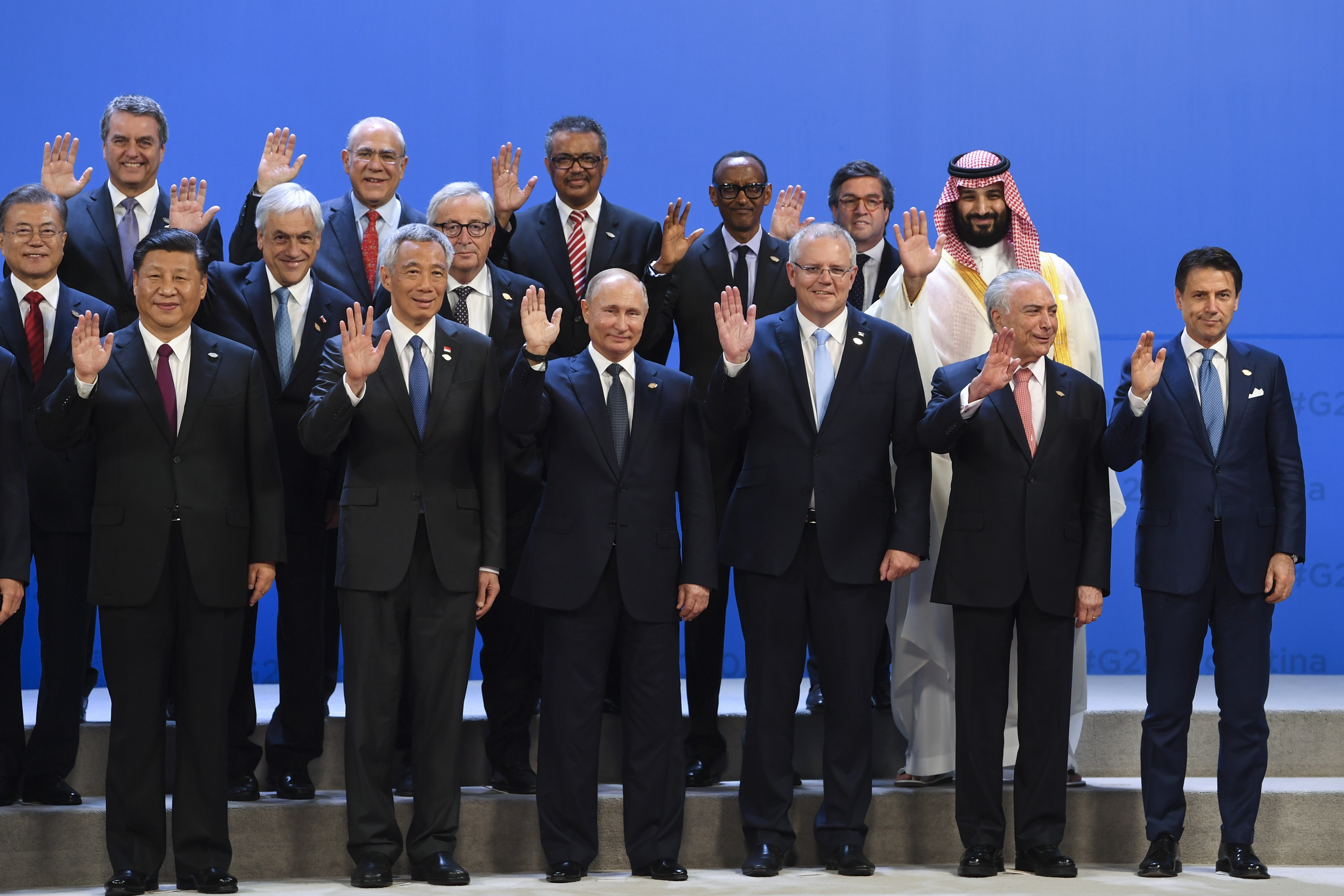 Part of the ‘family photo’ featuring world leaders including Saudi Arabia’s Mohammed bin Salman at the G20 summit in Buenos Aires, Argentina, on November 30, 2018. Photo: EPA