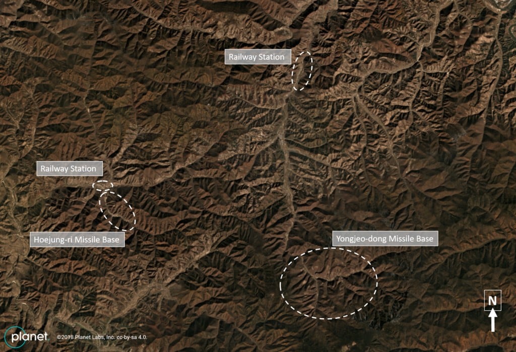 Satellite images of the sites. Image: Middlebury Institute of International Studies/Planet Labs