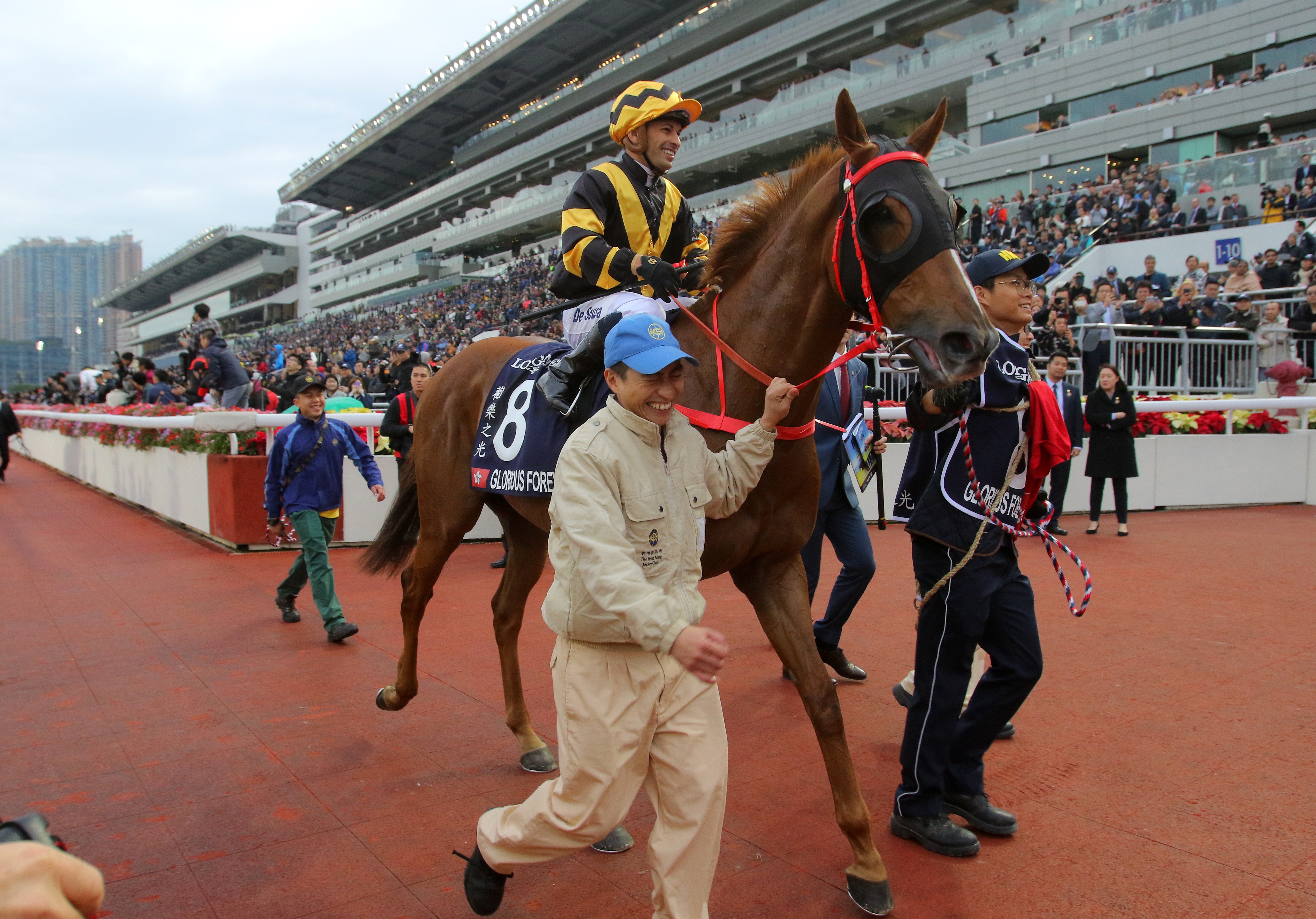 Glorious Forever and Silvestre de Sousa after winning the Longines Hong Kong Cup. Photo: Kenneth Chan