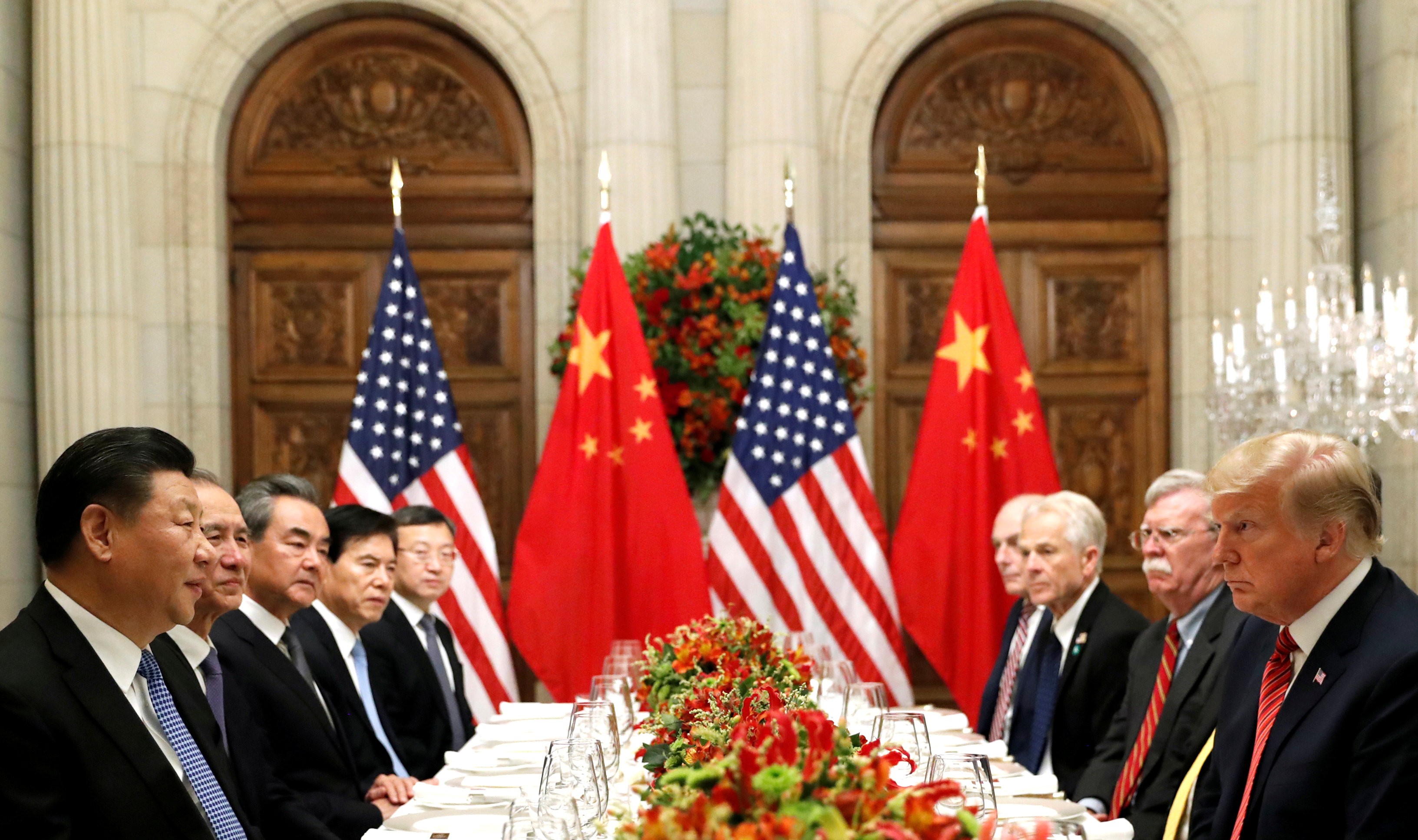 Chinese President Xi Jinping and US President Donald Trump (right) attend a working dinner after the G20 summit in Buenos Aires on December 1. Photo: Reuters