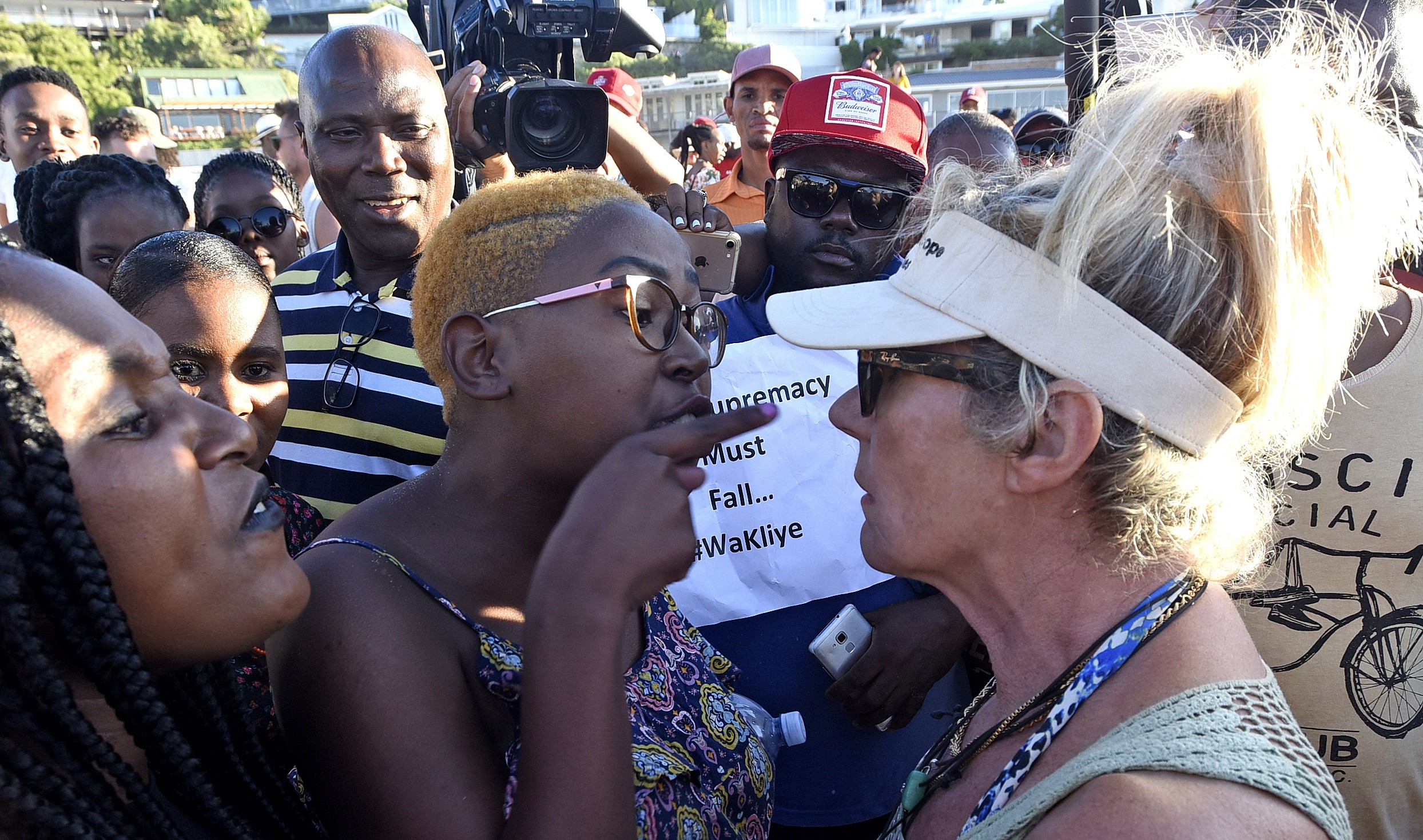 Supporters of the Afrikaner Resistance Movement (AWB) display an