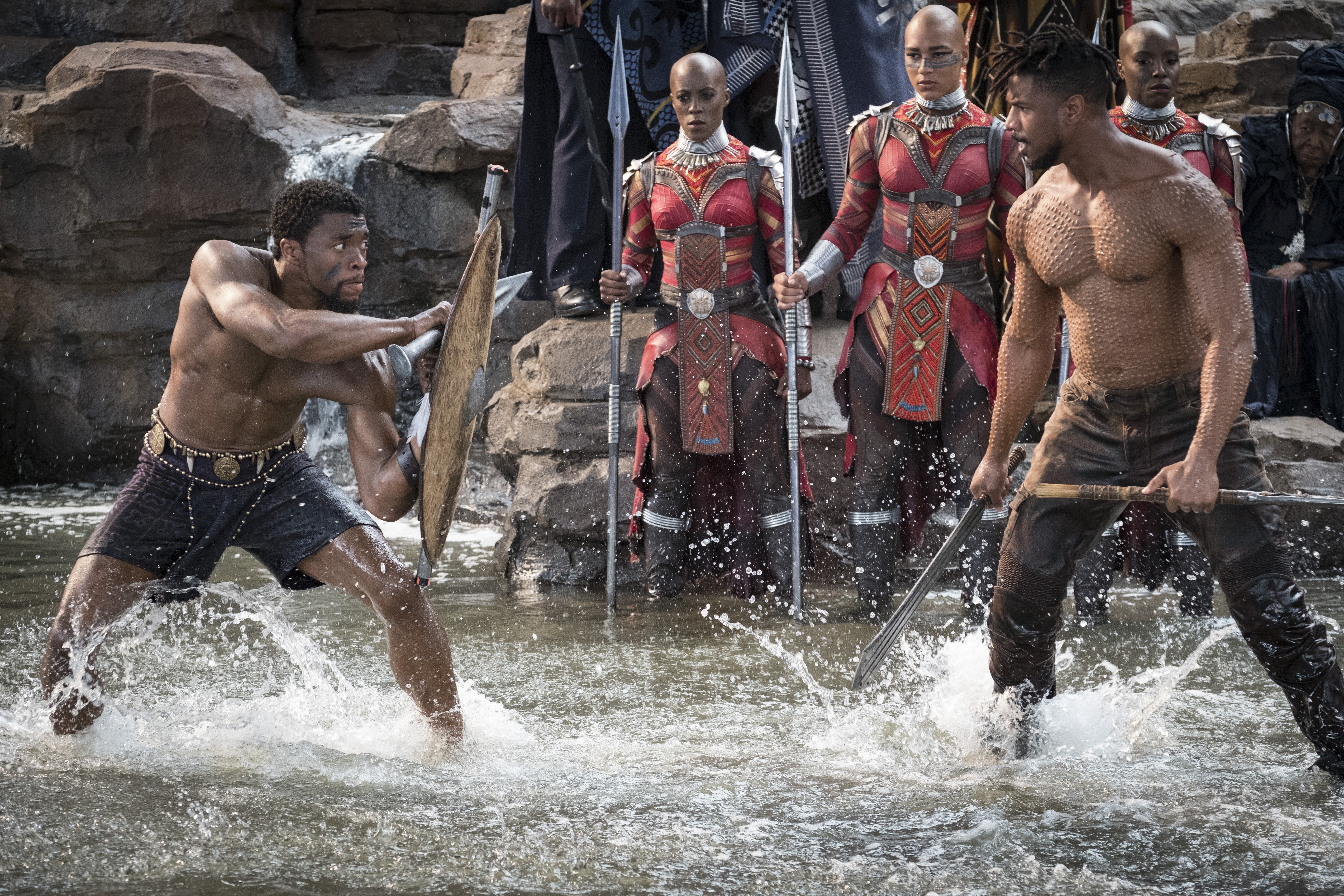 ‘Black Panther’ was the highest-grossing film at the US box office, with a domestic total of US$700,059,566. Pictured are Chadwick Boseman (left) as T’Challa, the Black Panther; and as Michael B Jordan (right) as Erik ‘Killmonger’ Stevens. Photo: Marvel Studio
