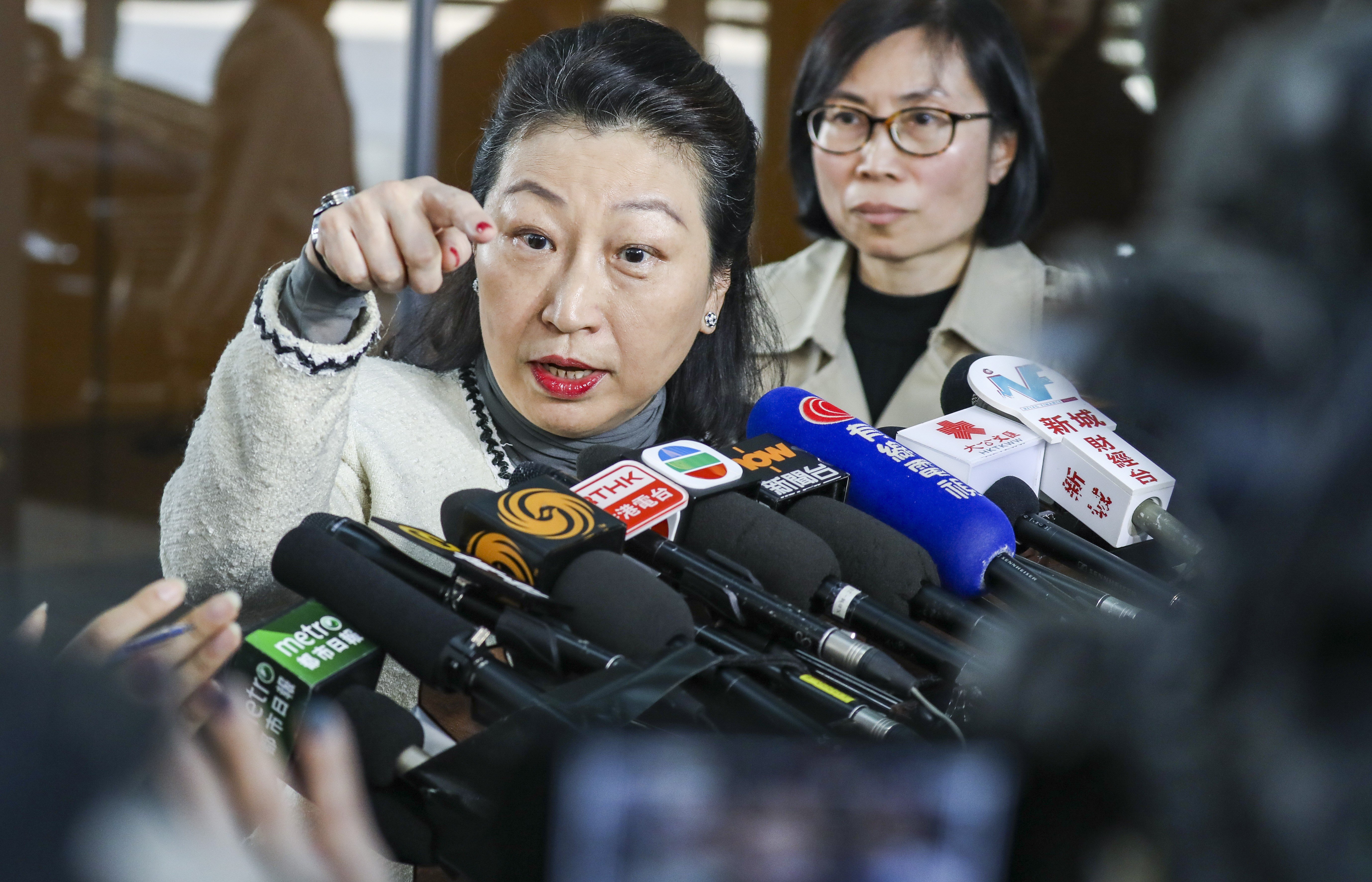 Secretary for Justice Teresa Cheng Yeuk-wah meets the media at Hong Kong International Airport in Chek Lap Kok after returning from holiday on December 26. Photo: Dickson Lee