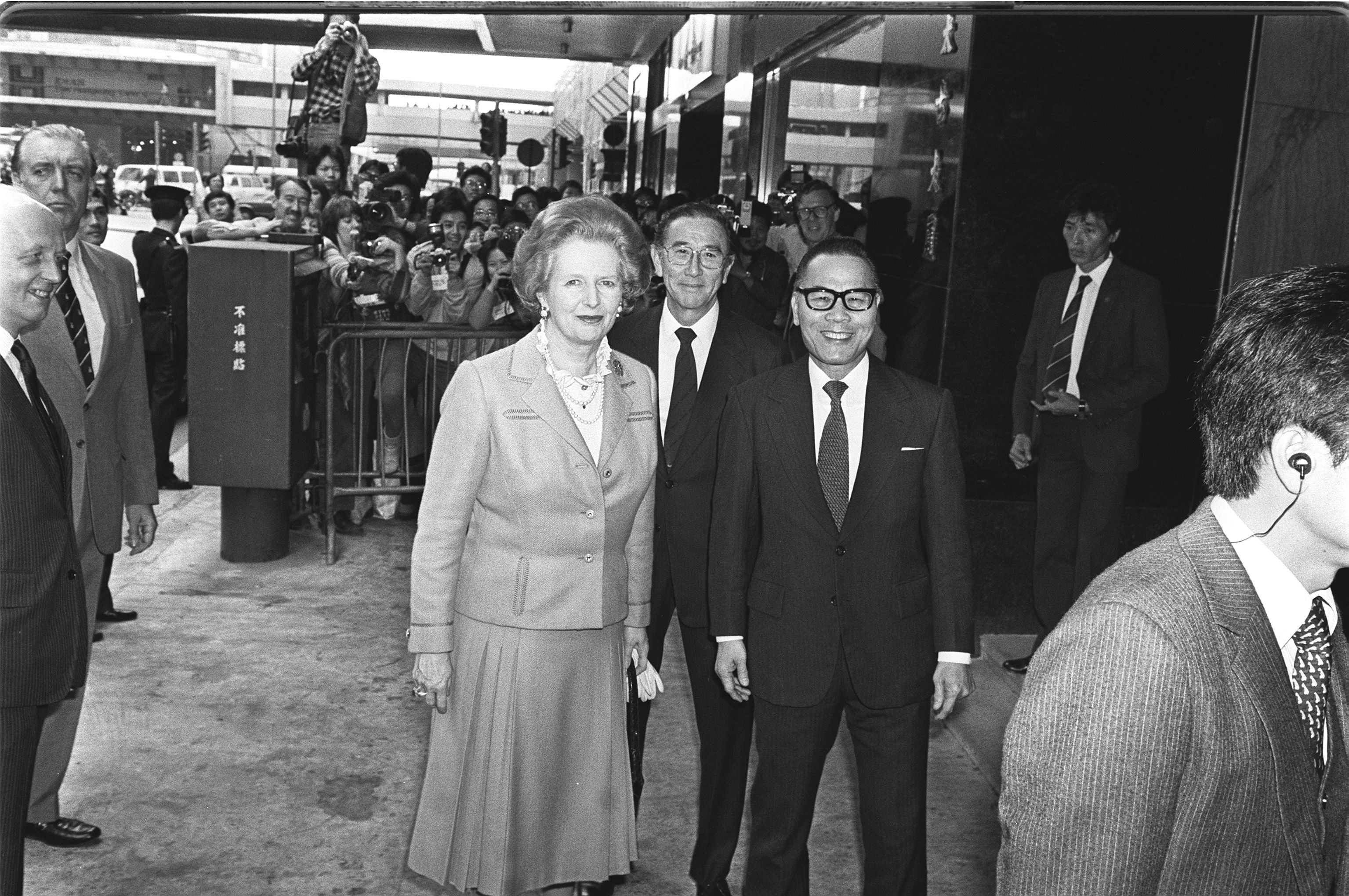 British Prime Minister Margaret Thatcher and Sir Chung Sze-yuen in Central, Hong Kong. Photo: P Y TANG