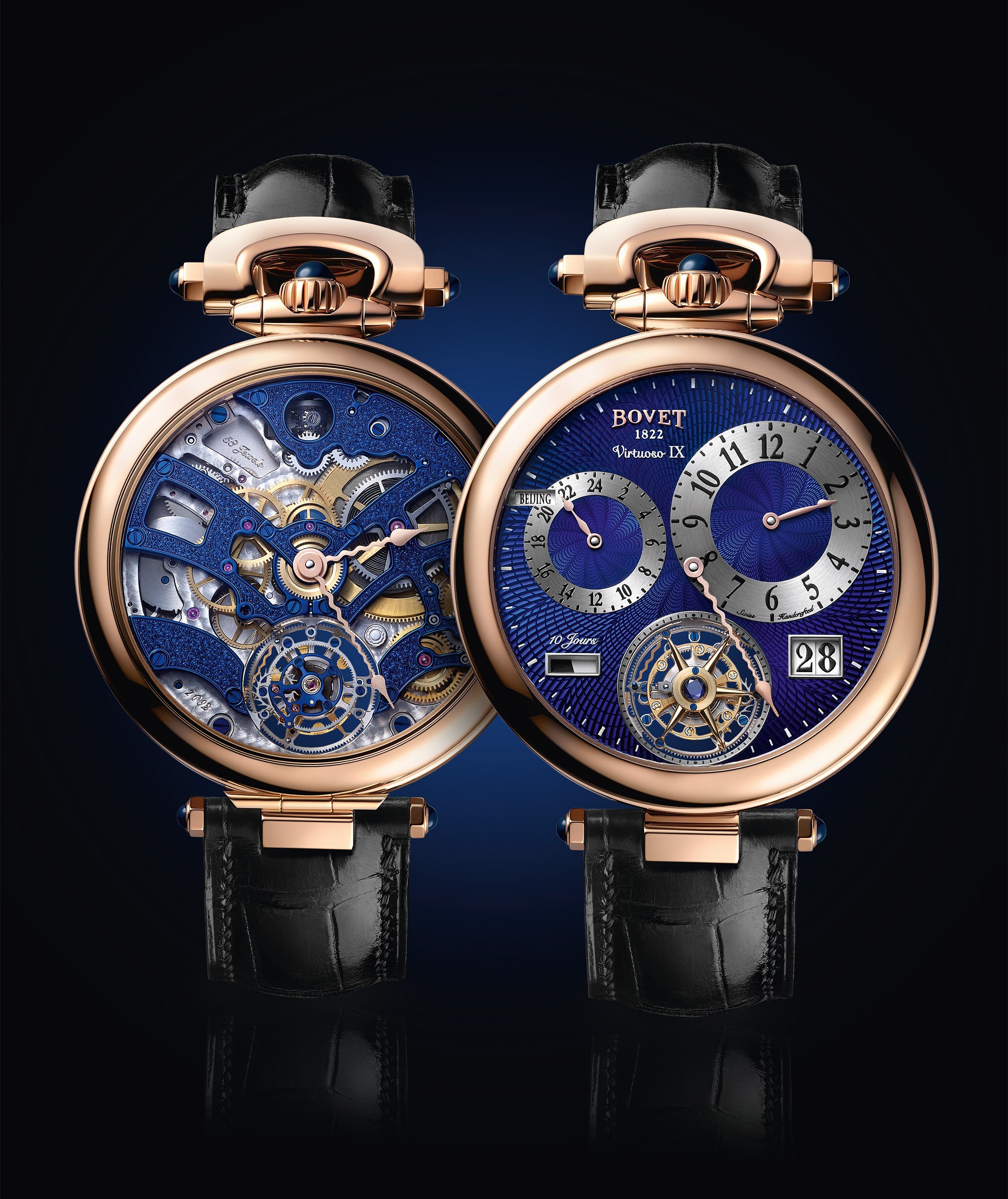 Bovet’s reversible Tourbillon Amadeo Fleurier Virtuoso IX, which the Swiss luxury watchmaker is unveiling at this week’s SIHH 2019 watch fair in Geneva.