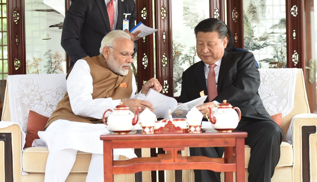 Chinese President Xi Jinping and Indian Prime Minister Narendra Modi at their Wuhan summit in April. Photo: Reuters