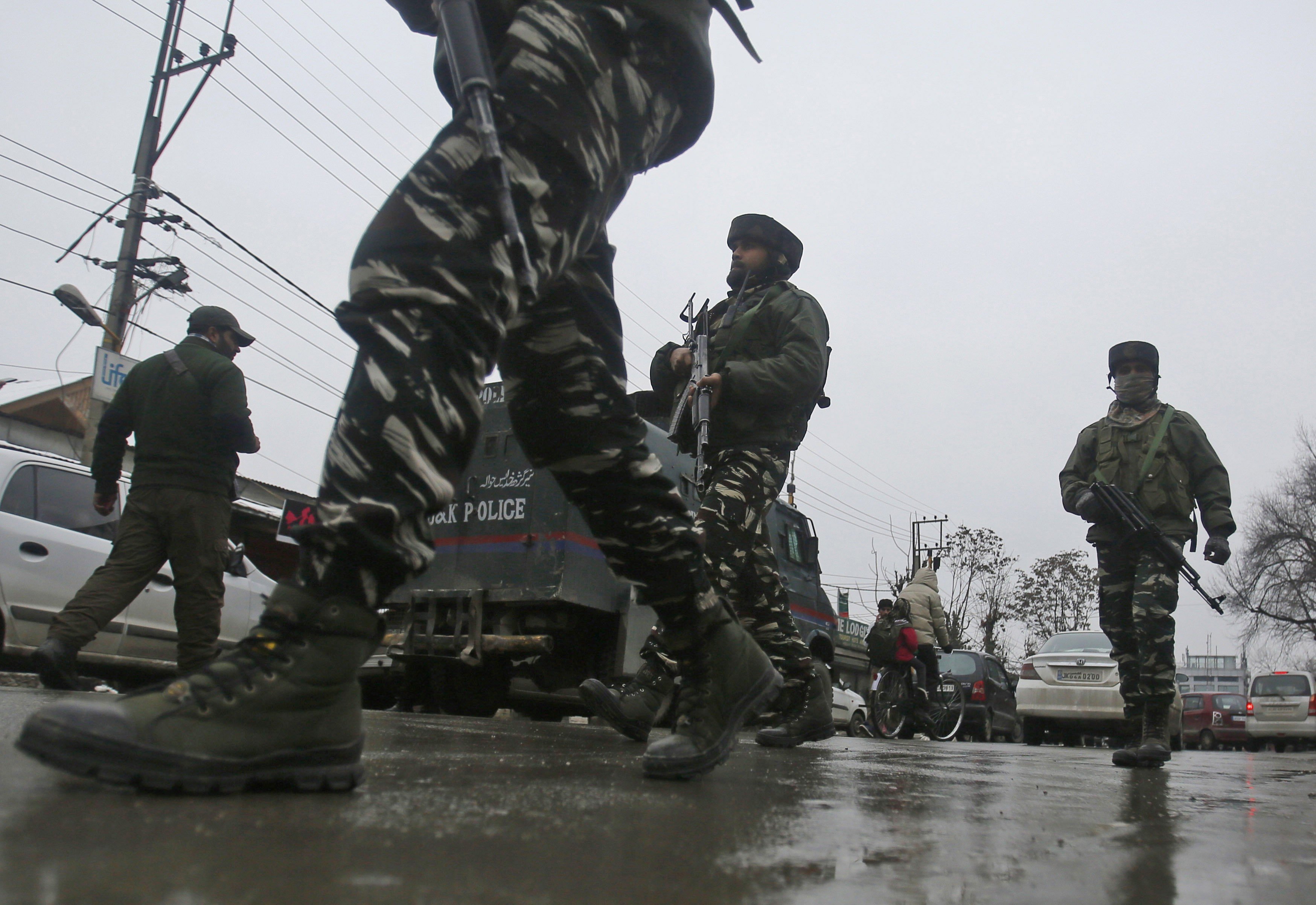 Indian paramilitary soldiers in Srinagar. Photo: AP