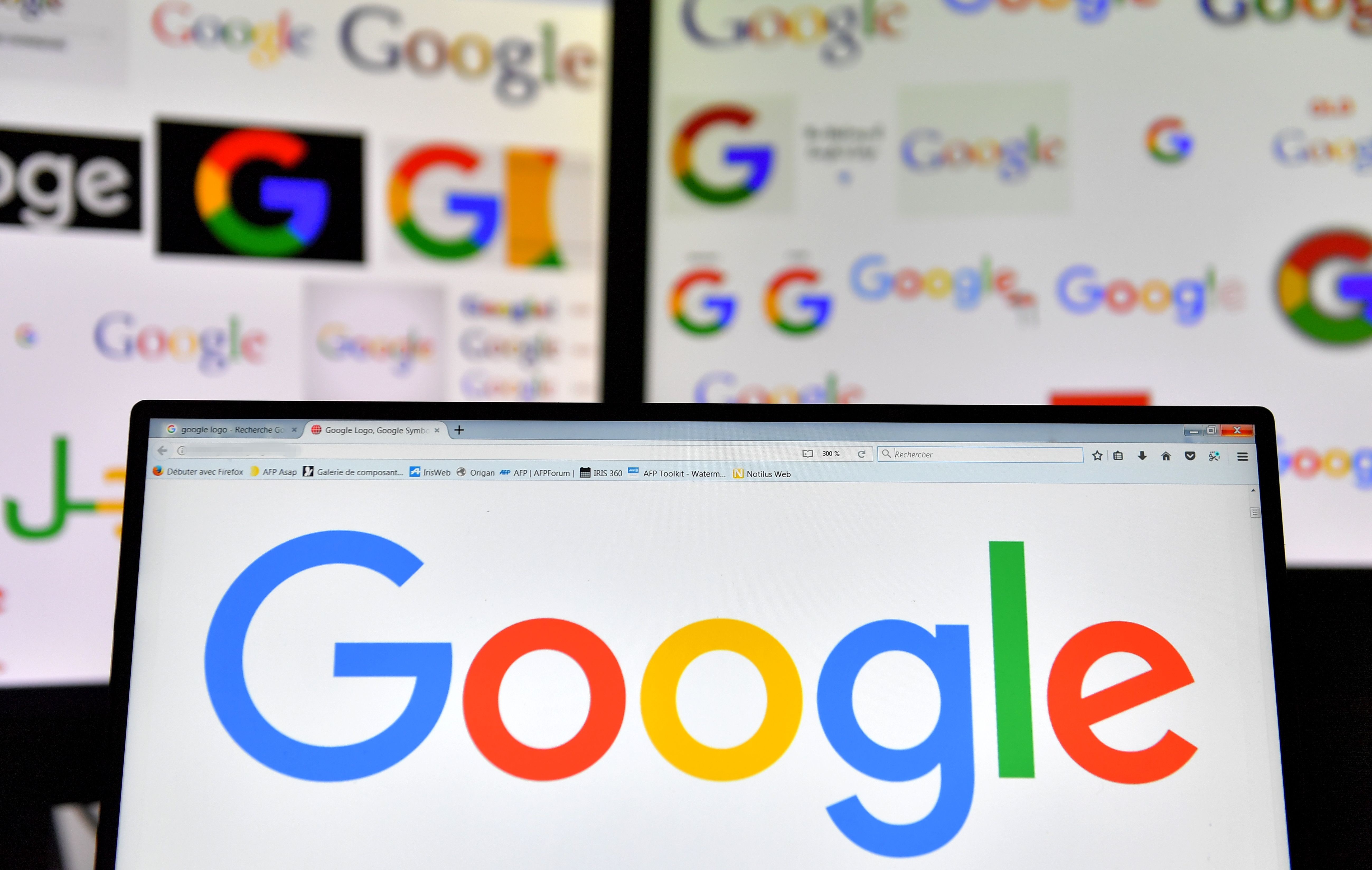 A file photo of Google logos. Photo: AFP