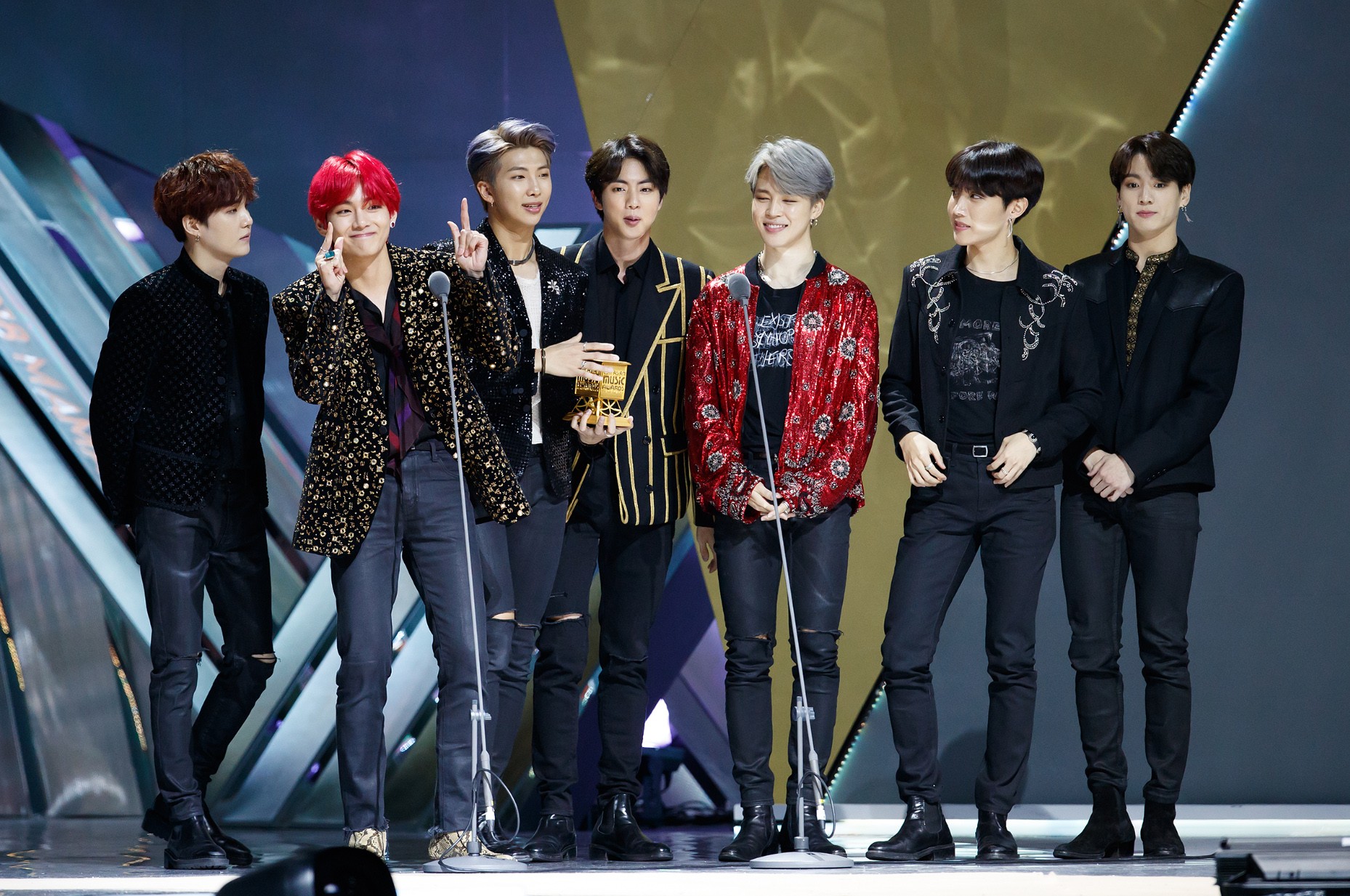 The seven-member boy band BTS – which twice topped the US Billboard album chart in 2018 – features in ‘The Bloomberg 50’– a list of those people who ‘changed the game in global business’ over the past 12 months. Photo: Mnet
