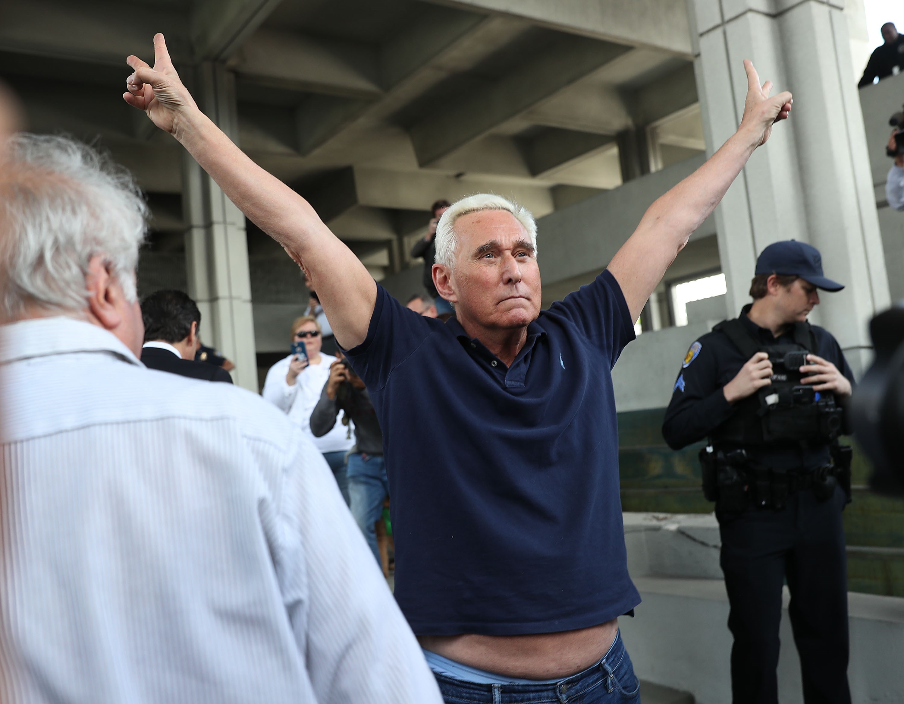 Roger Stone leaves the federal courthouse on Friday in Fort Lauderdale, Florida. Photo: Getty Images/AFP