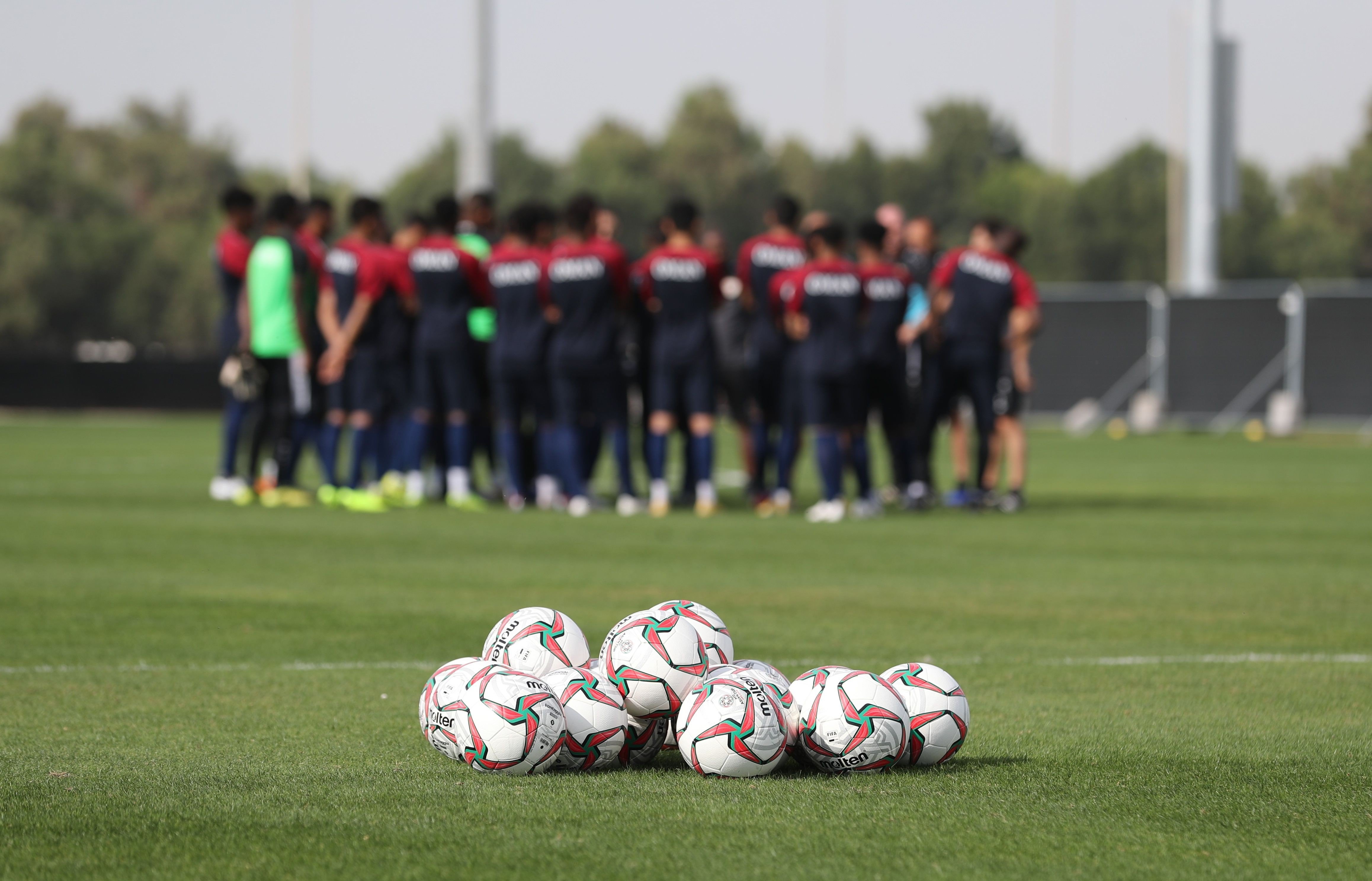 Oman's football team participates in a training session in the Emirati capital Abu Dhabi ahead of the AFC Asian Cup. Photo: AFP