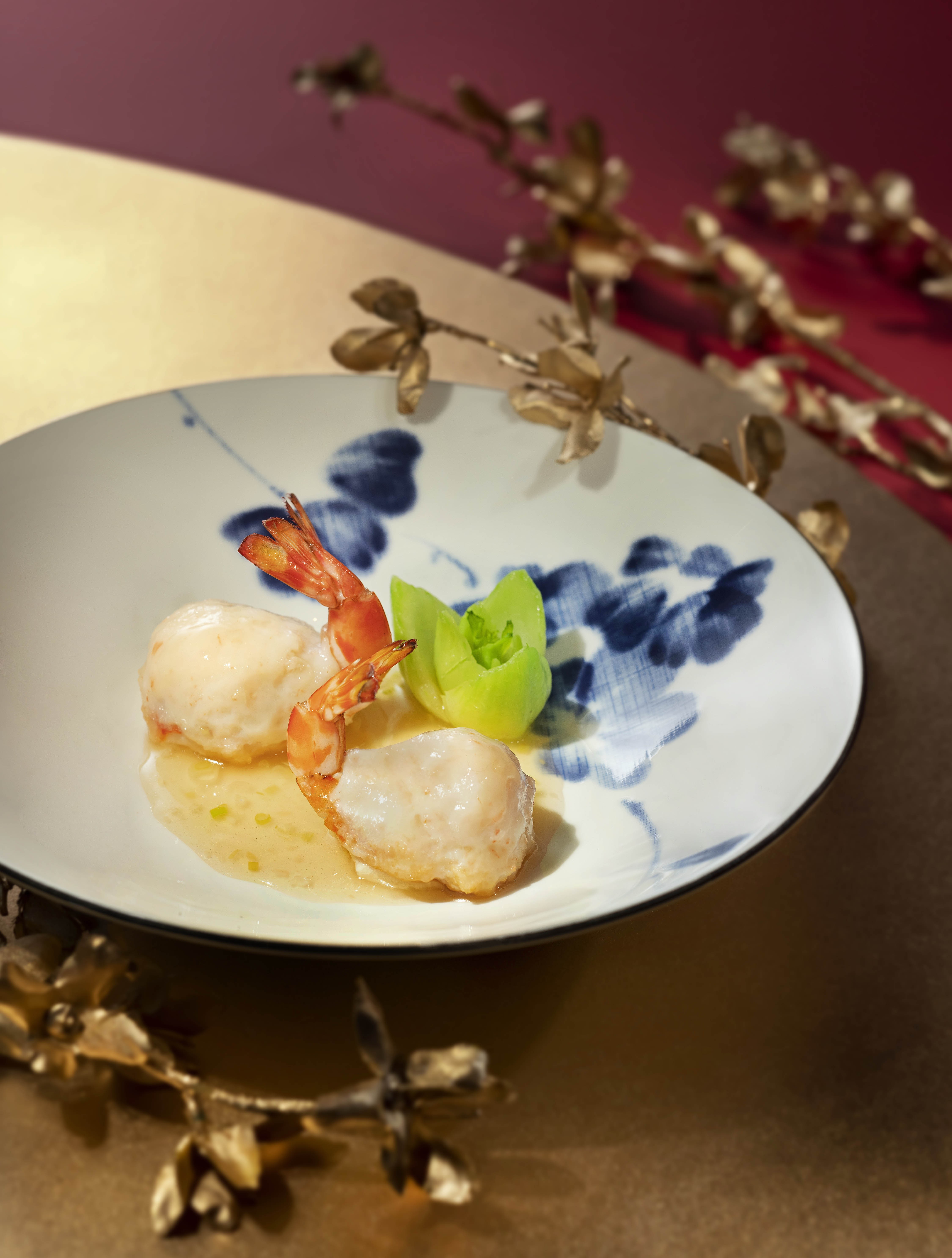 Pan-seared Kuruma shrimp with shrimp mousse is one of the delicious Lunar New Year lunch and dinner menu offerings being served from February 4 to 12 at Lai Heen restaurant at The Ritz-Carlton, Macau.