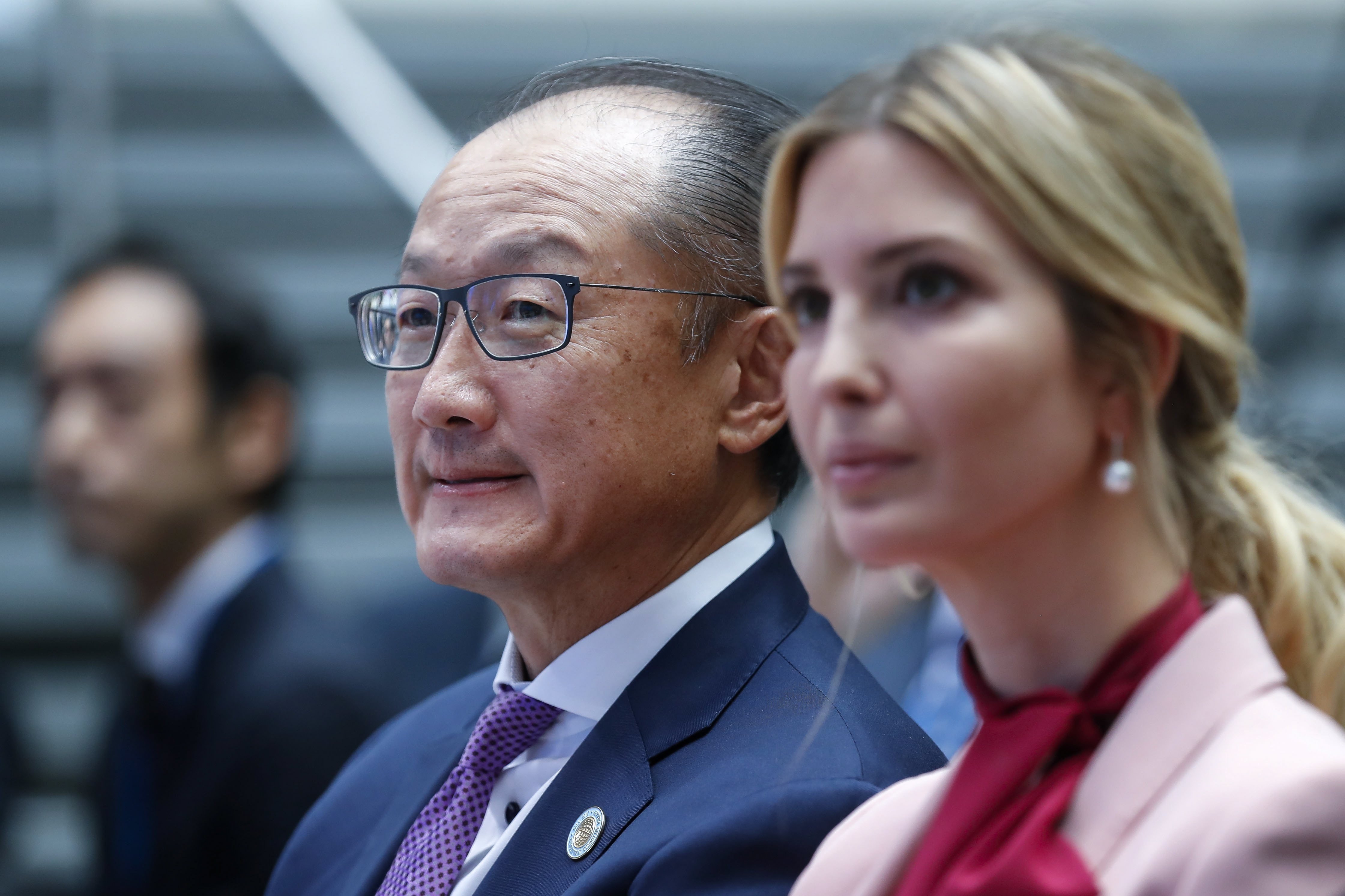 Jim Yong Kim, who recently resigned as World Bank president, with Ivanka Trump, daughter of US President Donald Trump, before the Women Entrepreneurs Finance Initiative panel discussion during the IMF World Bank Group annual meetings at the IMF headquarters in Washington in October 2017. Photo: EPA-EFE