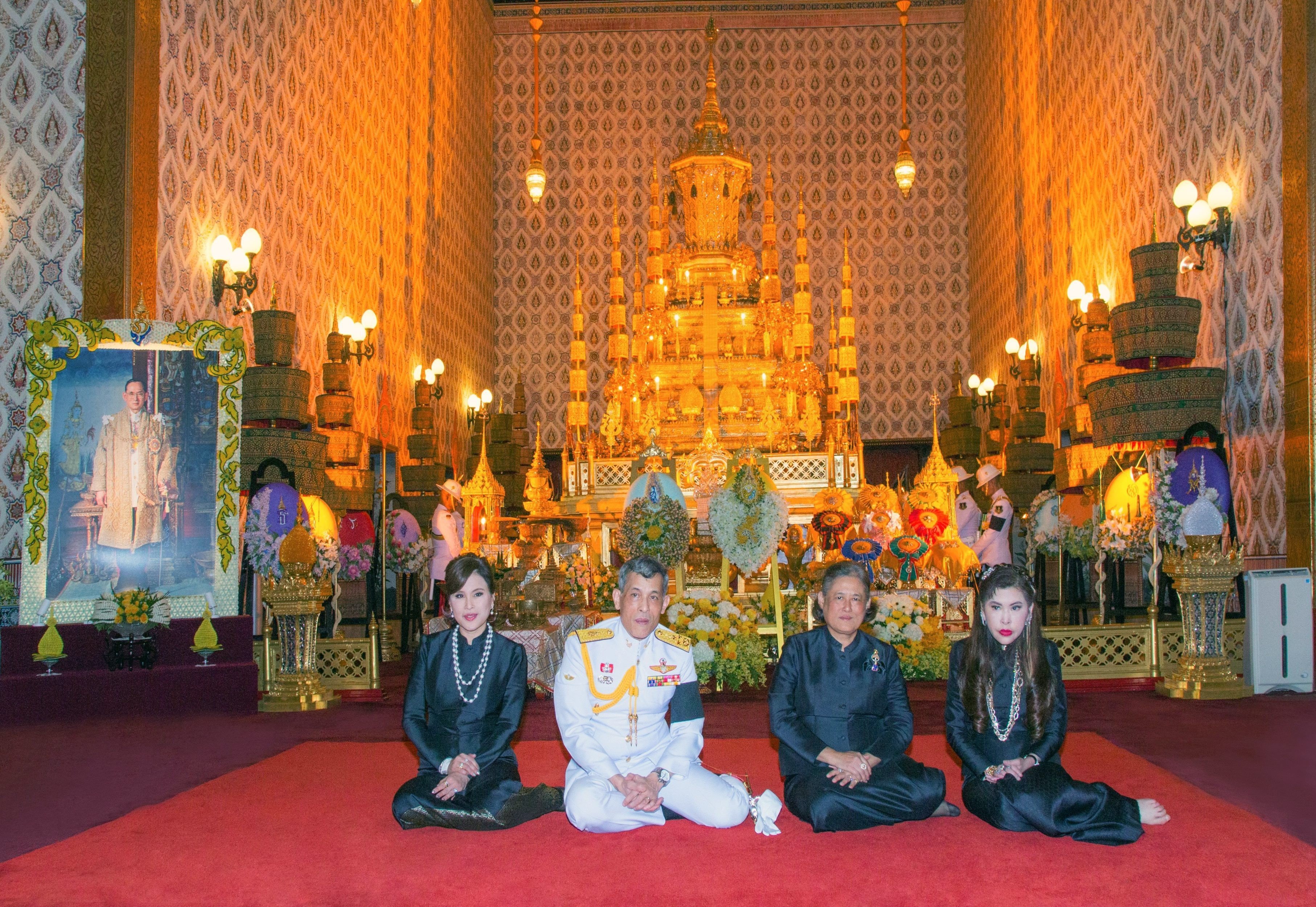 From left: Princess Ubolratana Rajakanya (L), Thai King Maha Vajiralongkorn Bodindradebayavarangkun, Princess Maha Chakri Sirindhorn and Princess Chulabhorn Walailak in 2016. Photo: EPA