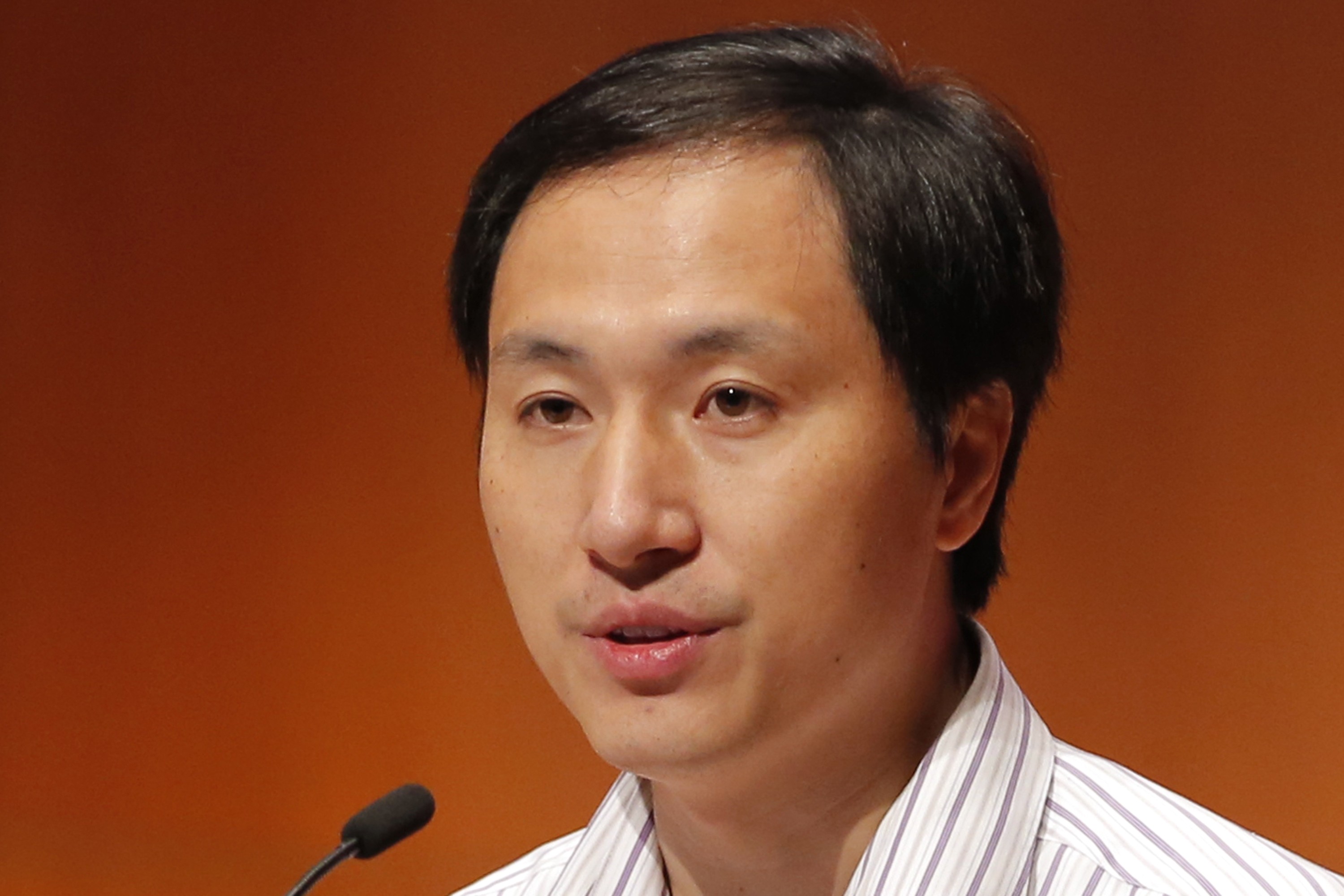 He Jiankui, a Chinese researcher, speaks during a human genome editing conference in Hong Kong in November. Photo: AP