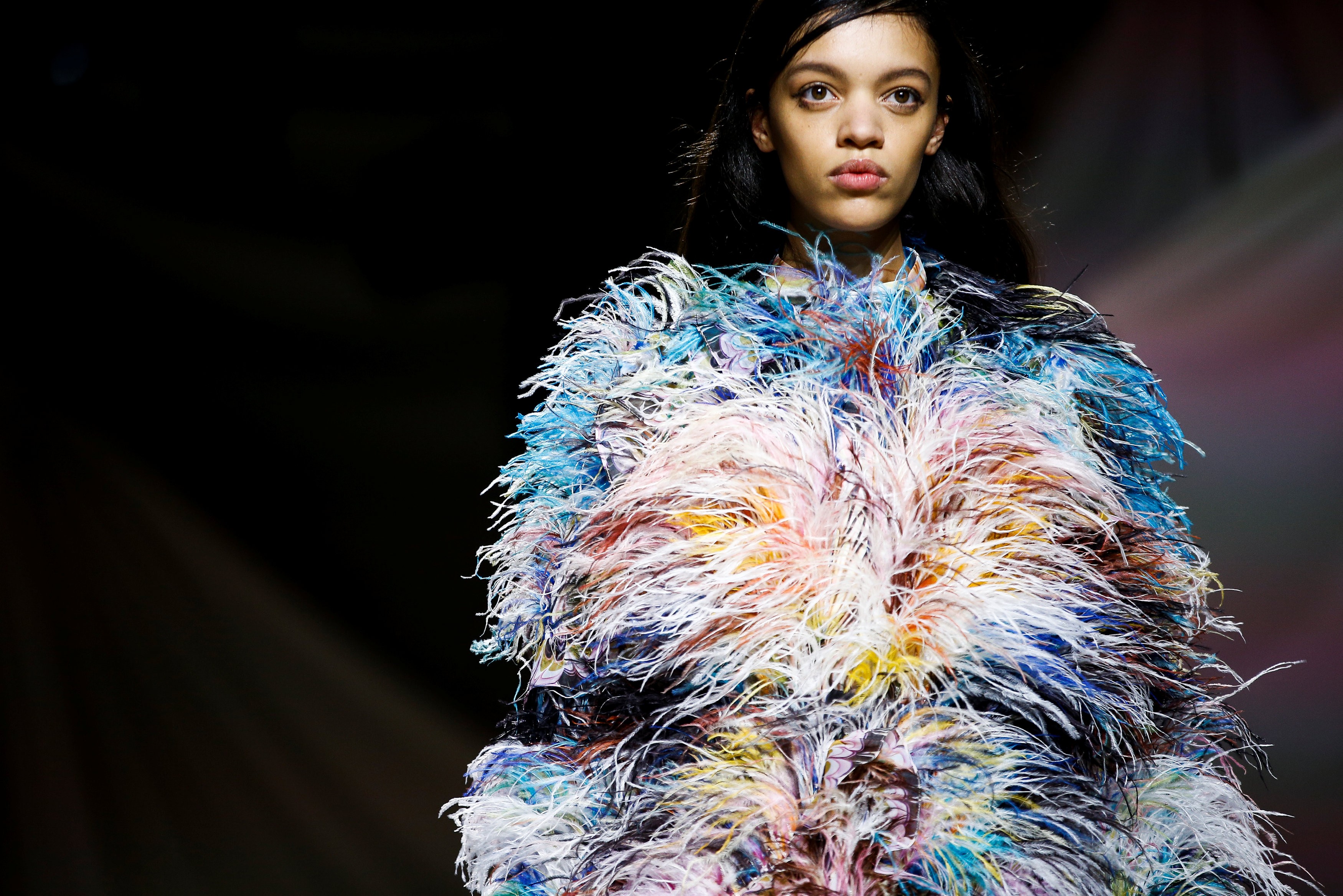 A model presents a creation during the Mary Katrantzou show at London Fashion Week on February 16, 2019. Photo: Reuters
