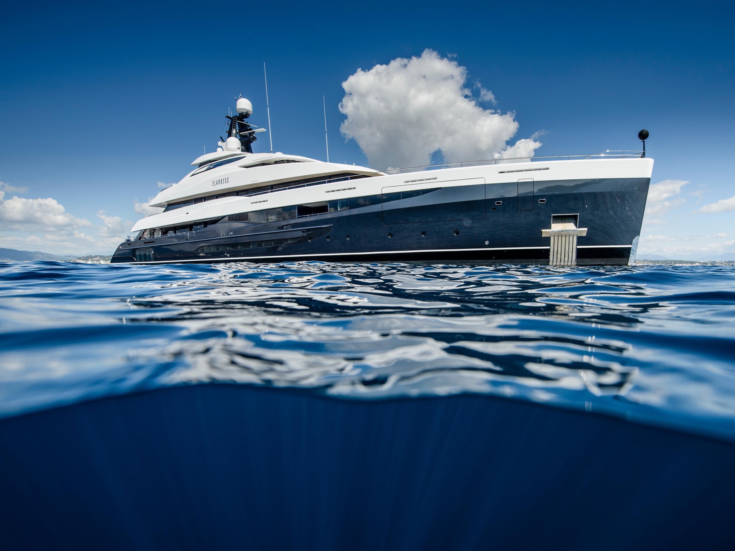 The ﻿244-foot superyacht Elandess, owned by billionaire Lloyd Dorfman, the founder of currency exchange company Travelex, which won four awards at January's Boat International Design & Innovation Awards. Photo: Boat International Media