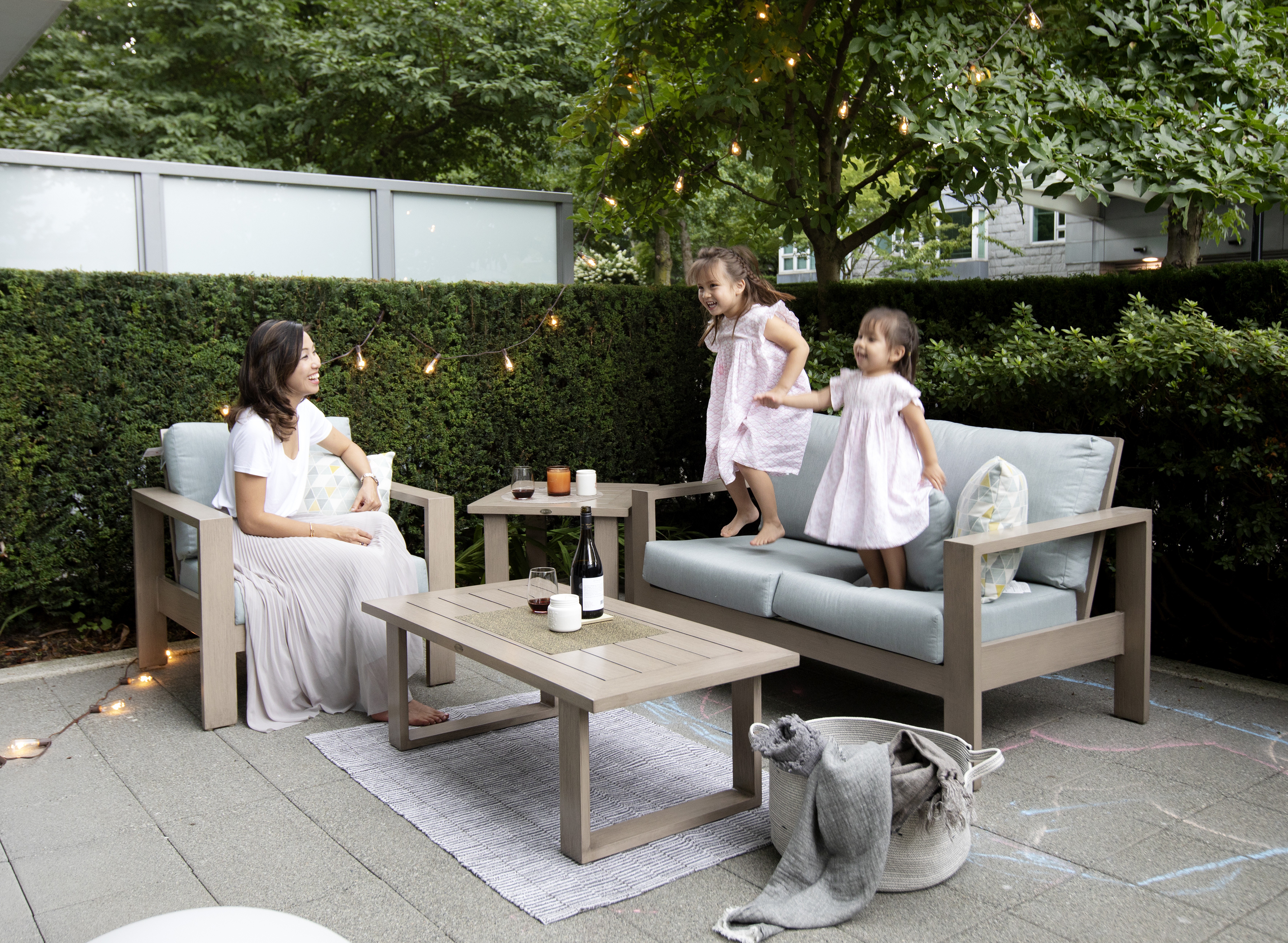 Joanna Leung with her daughters at their Coal Harbour townhouse in Vancouver. Photography: Janis Nicolay