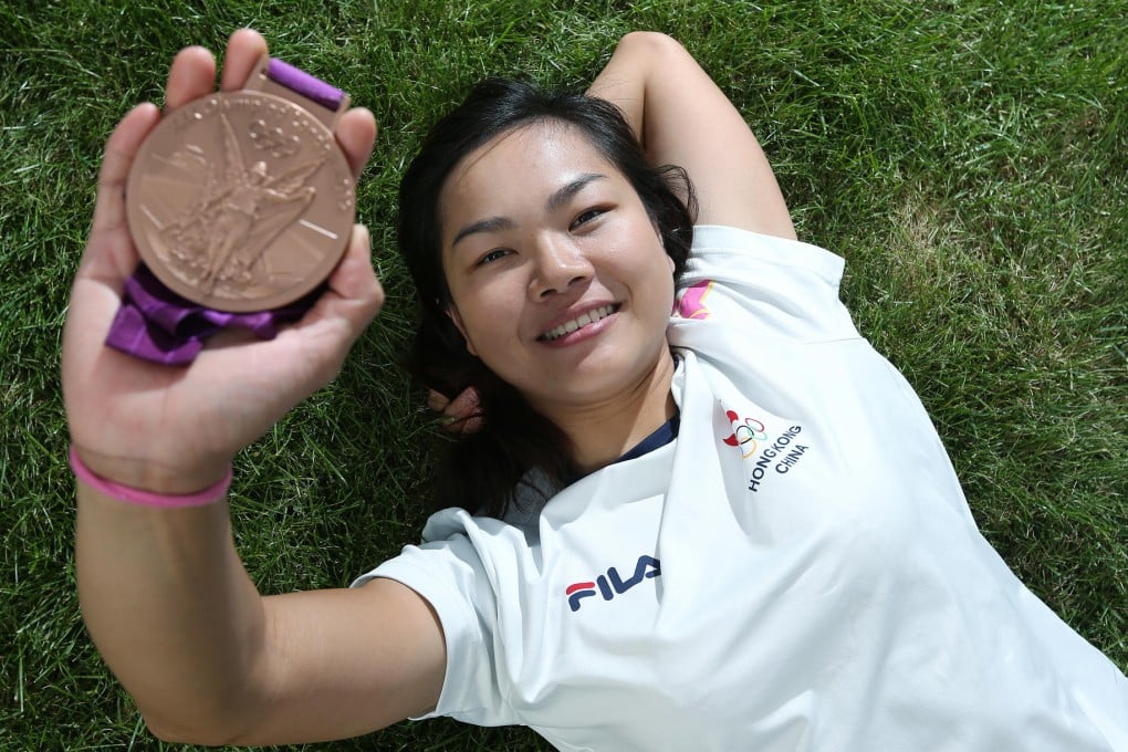 Hong Kong cyclist Lee Wai-sze with her keirin bronze medal.Photo: Felix Wong