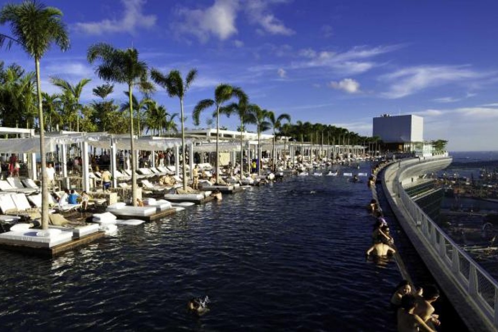 Sands SkyPark B - the 146-metre-longinfinity pool on the roof of Marina Bay Sands.