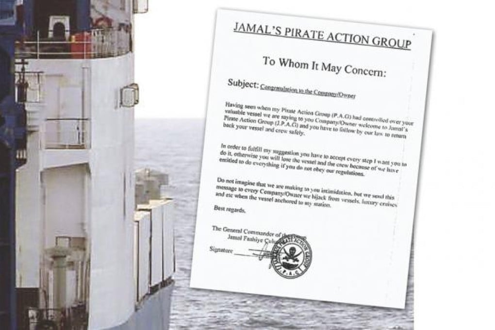 Somali piracy has dropped off, but even so there were 69 hijackings by mid-July. Inset, a ransom letter.