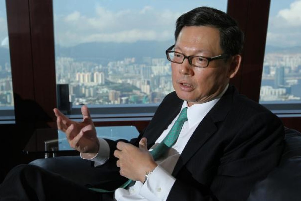Norman Chan has a bird's-eye view of Hong Kong from his office on the top floor of Two IFC, from where he rules the roost at the HKMA. Photo: Dickson Lee