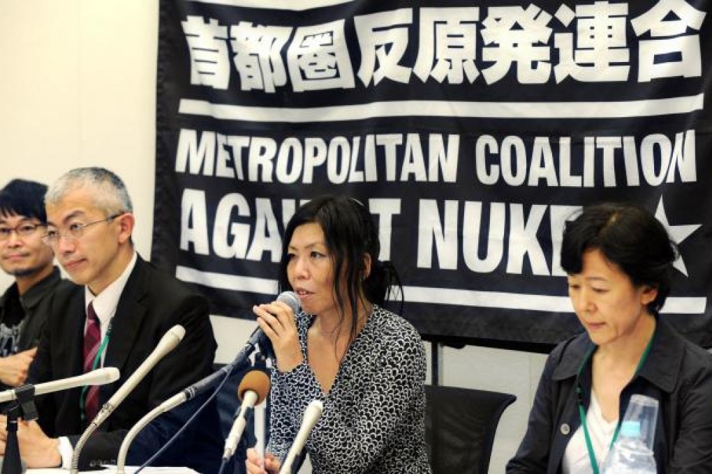 Anti-nuclear protesters meet in Tokyo yesterday. Photo: AFP