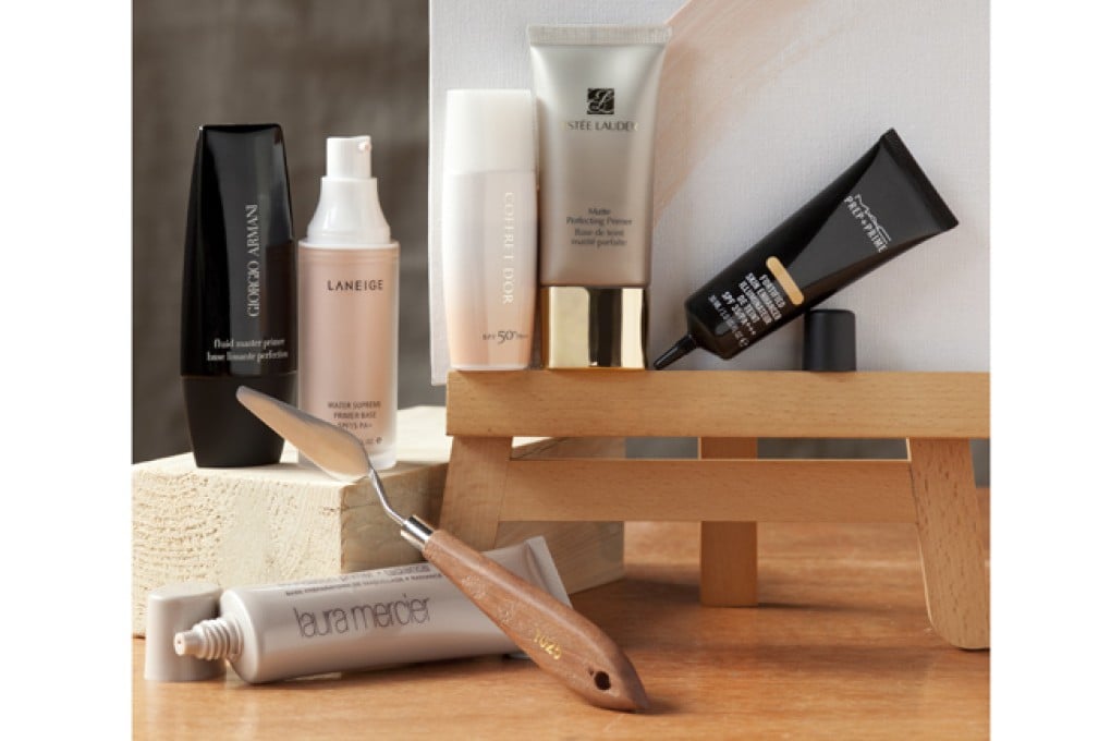 Clockwise from bottom left: Laura Mercier Foundation Primer Radiance (HK$320), Giorgio Armani Fluid Master Primer (HK$320), Laneige Water Supreme Primer Base (HK$270), Kanebo Coffret D’or Clear Cover Base Uv 50 (HK$280), Estée Lauder Matte Perfecting Primer (HK$240), M.A.C Prep + Prime Fortified Skin Enhancer (HK$190). Photo: Gary Ng, Common Studio