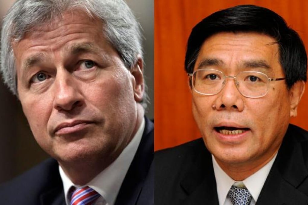 JPMorgan Chase CEO Jamie Dimon (left) and ICBC chairman Jiang Jianqing are paid vastly different amounts. Photos: AP, Bloomberg