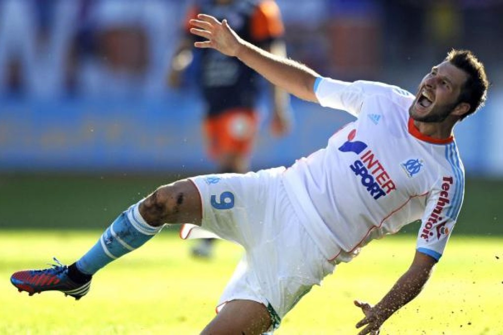 Andre-Pierre Gignac celebrates his goal at Montpellier. Photo: AFP