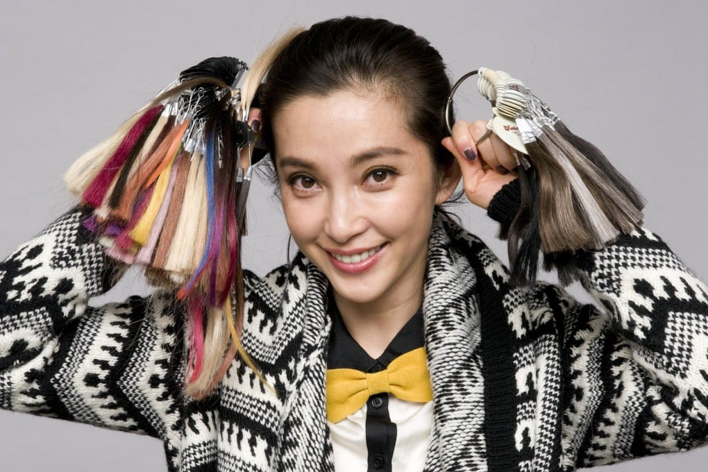 Li Bingbing with hair colour samples.