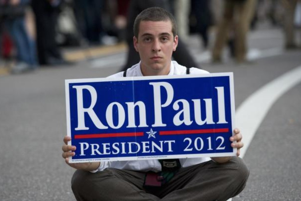 A supporter makes his last stand at the convention. Photo: Reuters