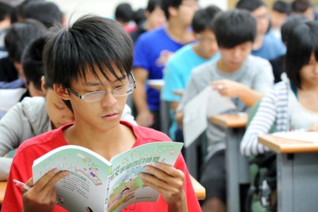 High school students study at a cram school in Taipei. Photo: AFP