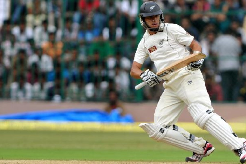 New Zealand batsman Ross Taylor plays a shot during the first day of the second Test match between India and New Zealand. Photo:AFP