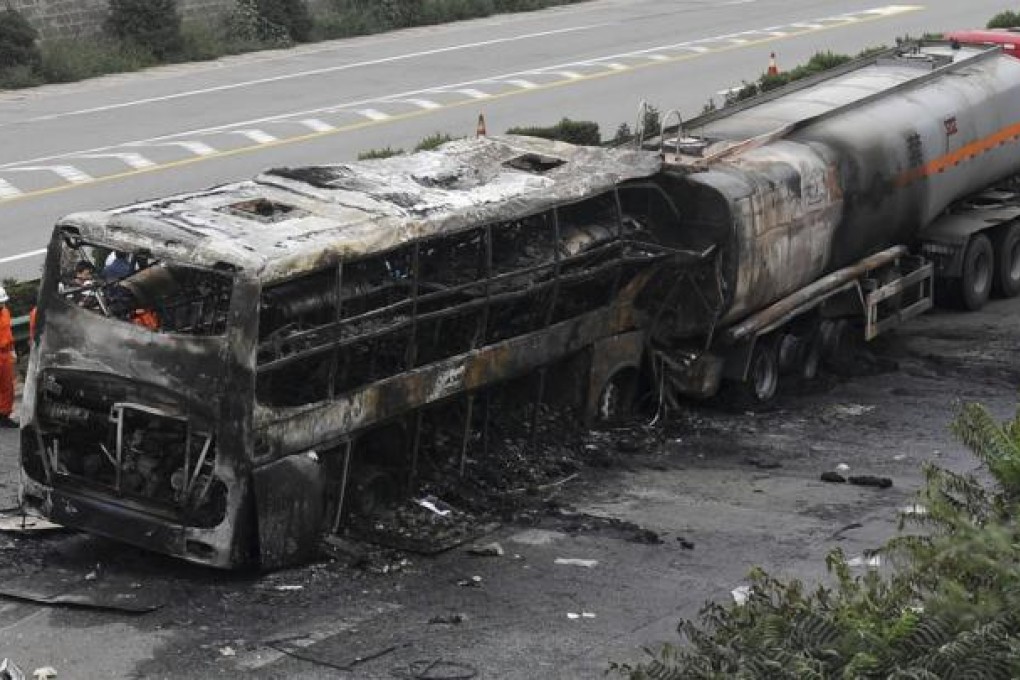 The fatal bus-truck collision. Photo: AP