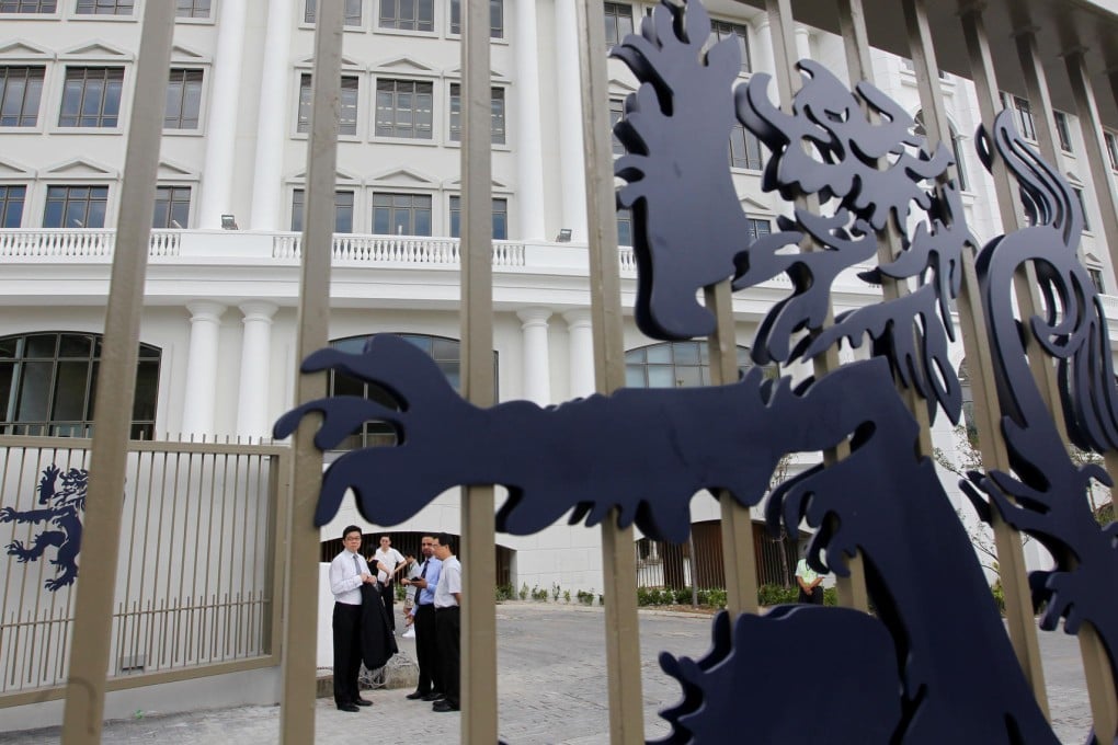 The gates of the Harrow campus in Hong Kong. Photo: Nora Tam