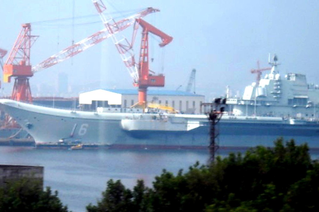 The aircraft carrier now has a number. Photo: SCMP