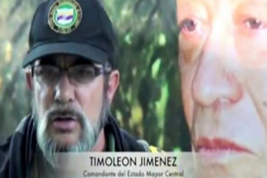 A video grab taken from the website of the Revolutionary Armed Forces of Colombia (Farc) shows leader Rodrigo Londono who said the group will go to peace talks with the government of President Juan Manuel Santos in Havana 'without rancor or arrogance'. Photo: EPA