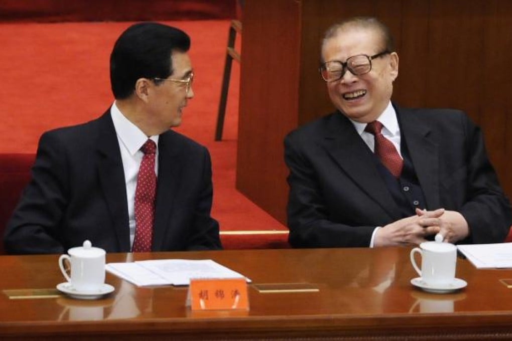 President Hu Jintao (left) and former president Jiang Zemin attend a conference to commemorate the 1911 revolution last year. Photo: AP