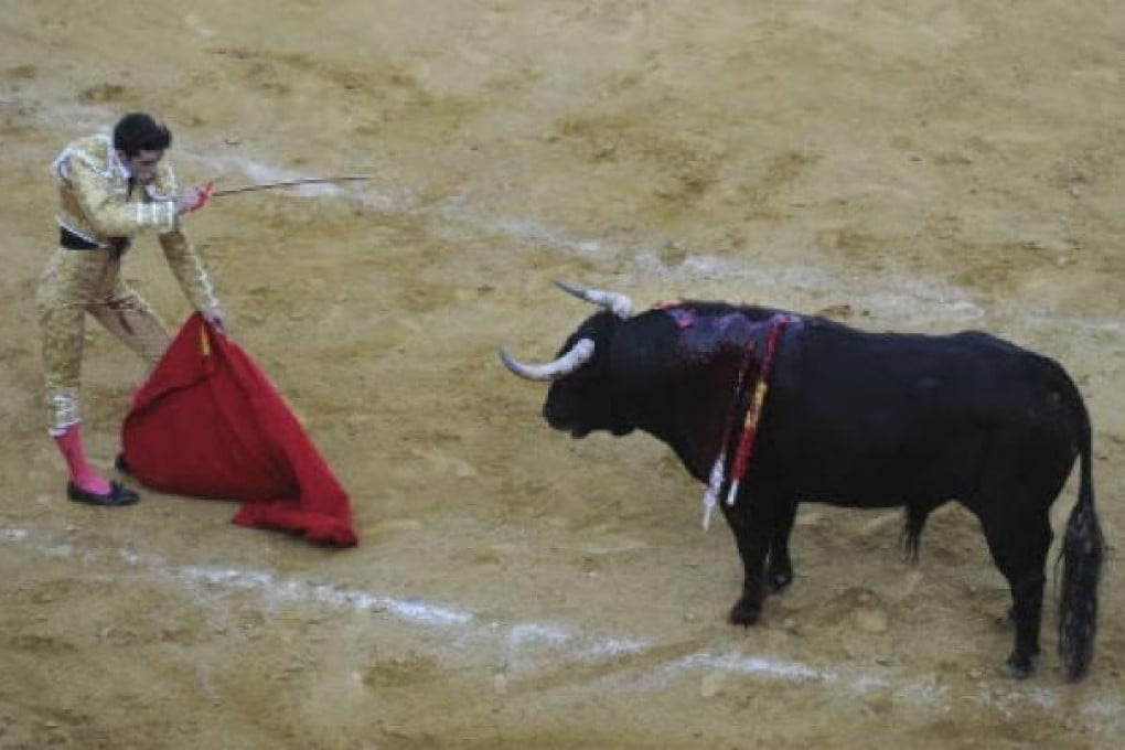 Spanish bullfighter Alejandro Talavante during a bullfight in Valladolid in Spain Bullfights returned live to Spanish state TV on Wednesday. Photo: AP