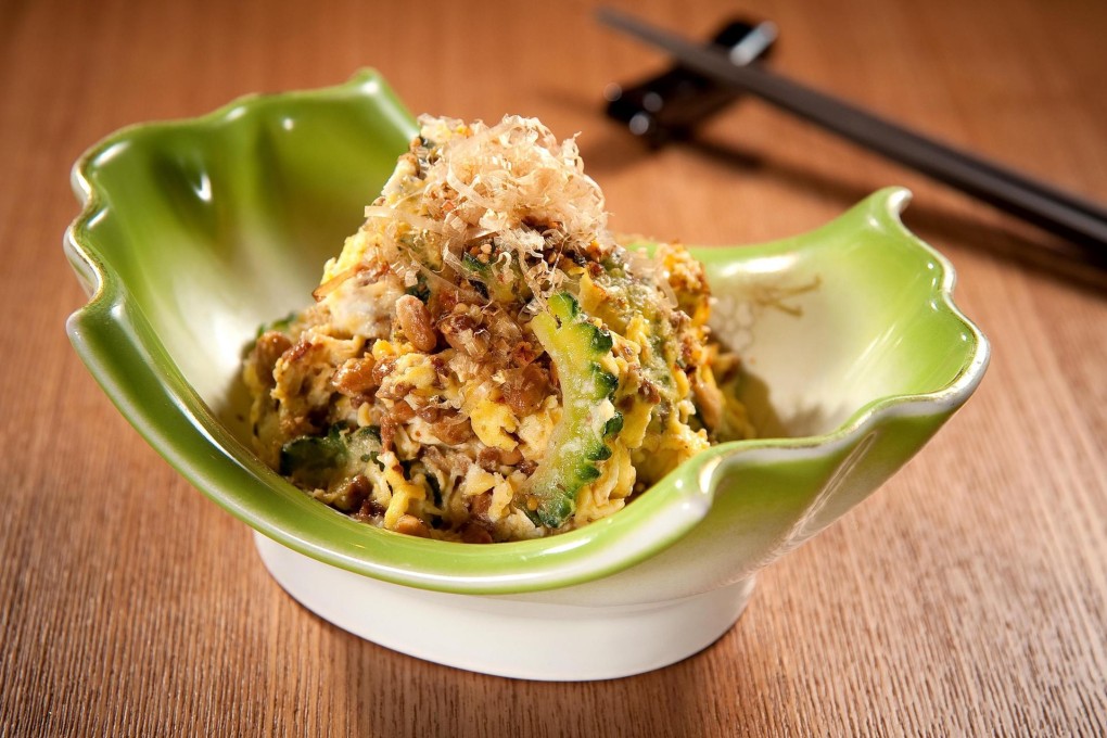 STIR-FRIED OKINAWA BITTER GOURD, NATTO AND EGG IS AMONG DISHES RECOMMENDED AT JAPANESE RESTAURANT HARAKAN-S IN CAUSEWAY BAY.